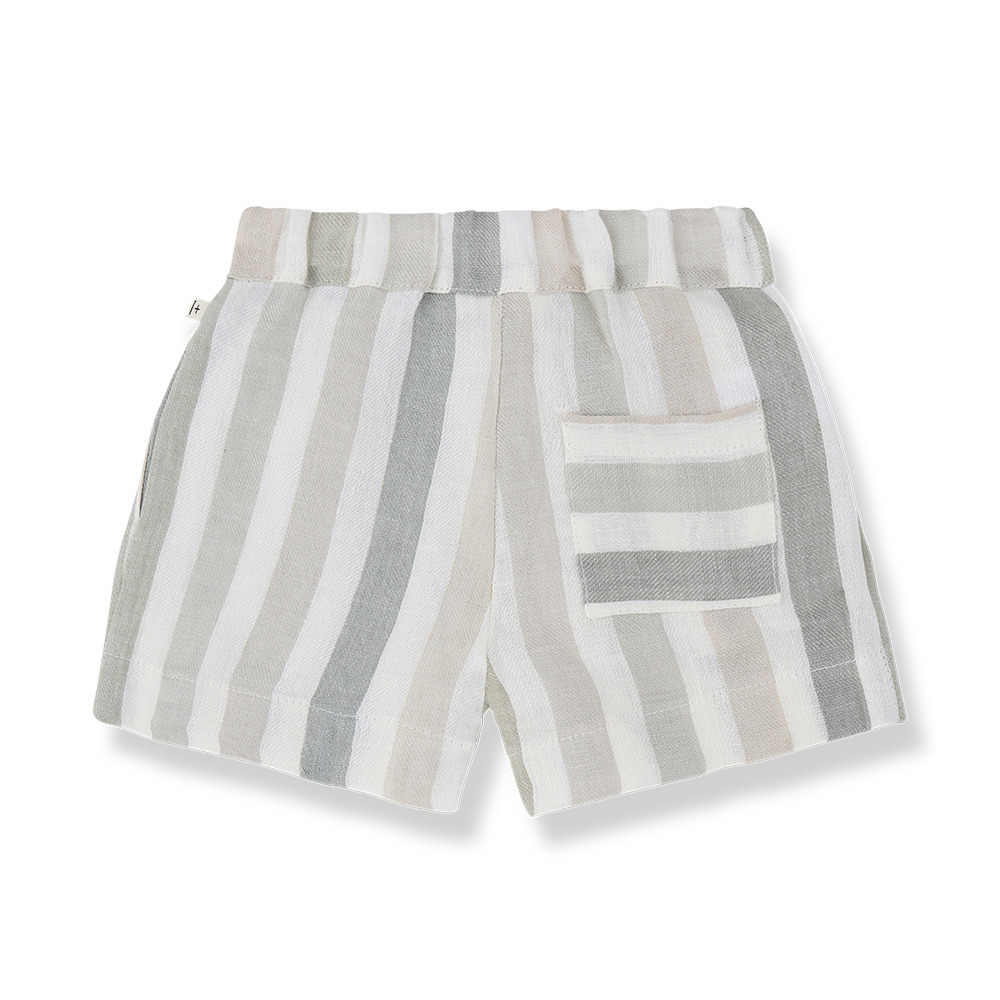 （預購）1+ in the family 綁帶粗條紋短褲 VILOPRIU - beige