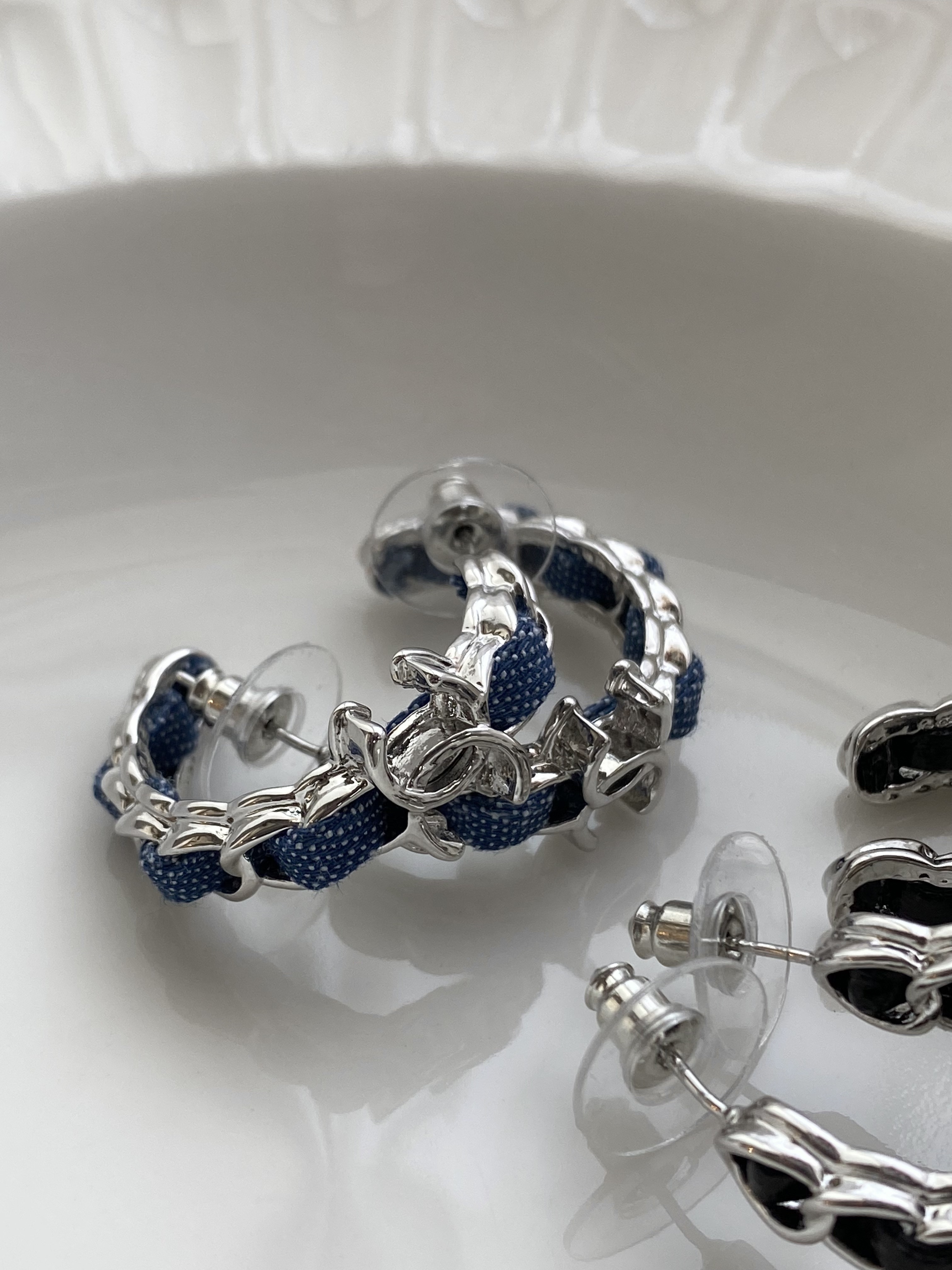 雙C星軌丹寧耳環