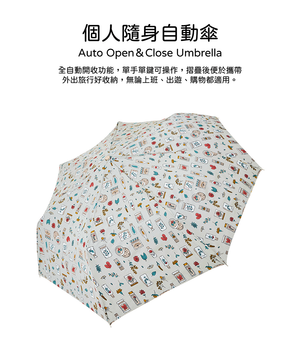 RAINSTORY-8°降溫凍齡個人自動傘(童話花繪)