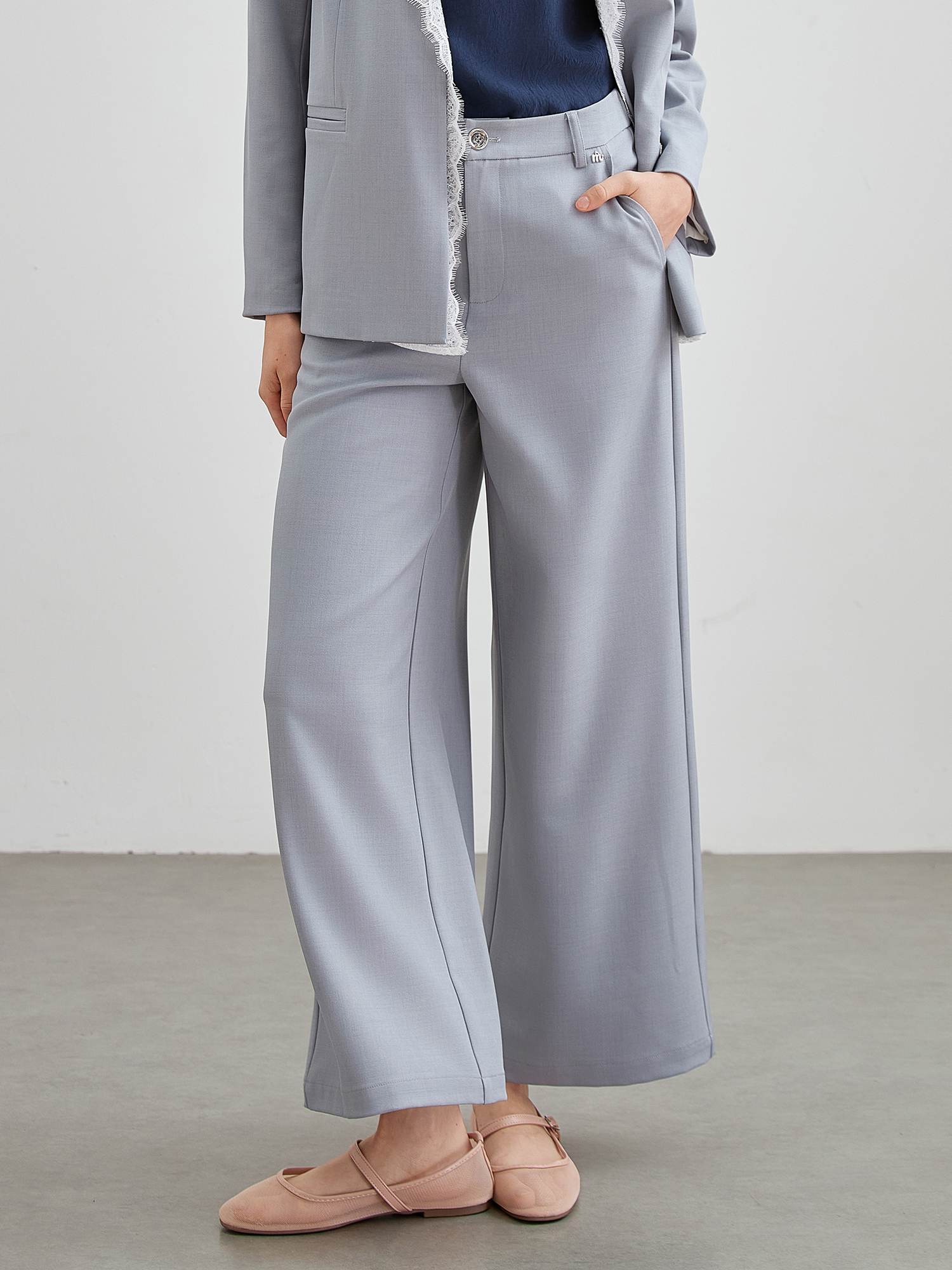 mi-tu 休閒西裝闊腿褲