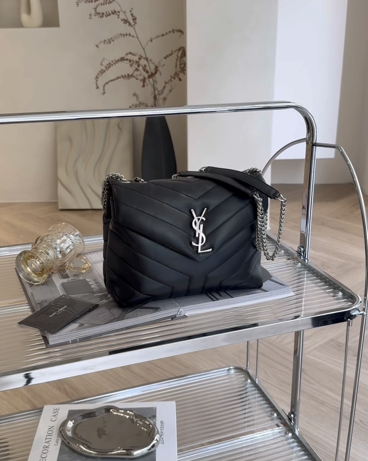 YSL｜LOULOU 方胖 小號 黑銀