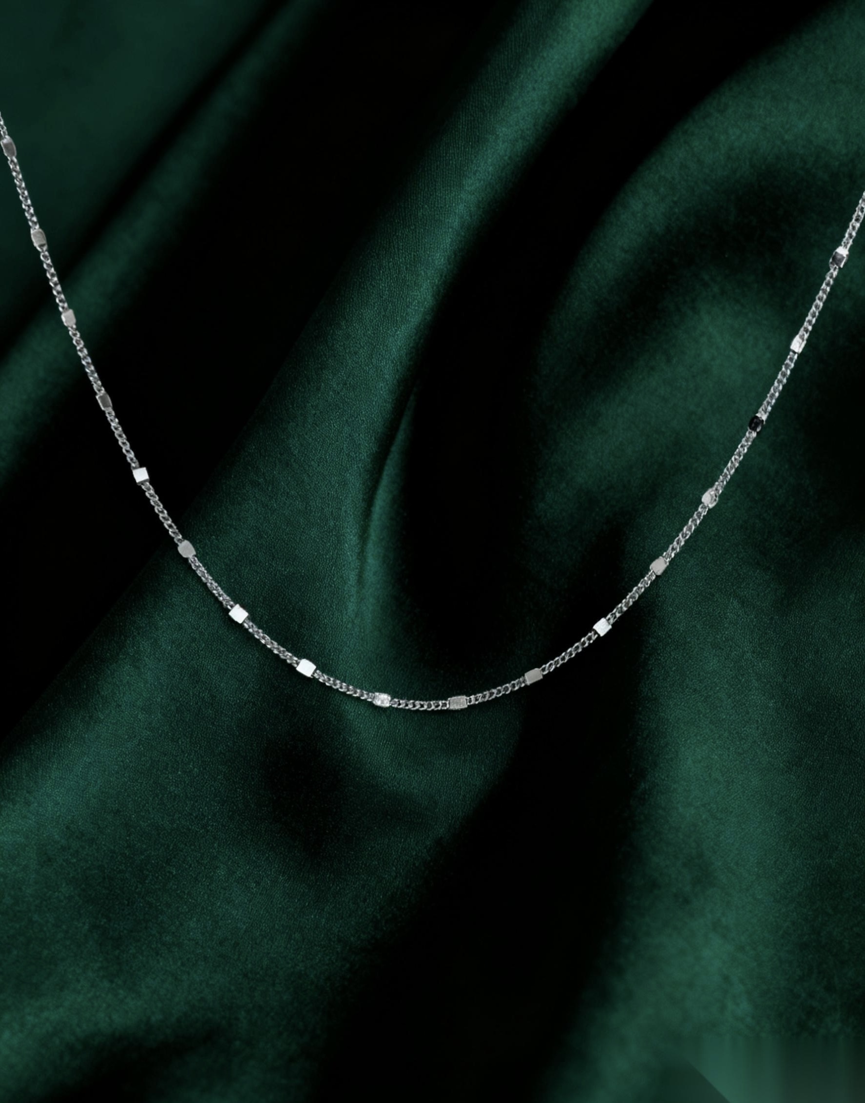 (X1) 側身間片鏈 項鏈 S925厚銀- #X0215101 #AP2604