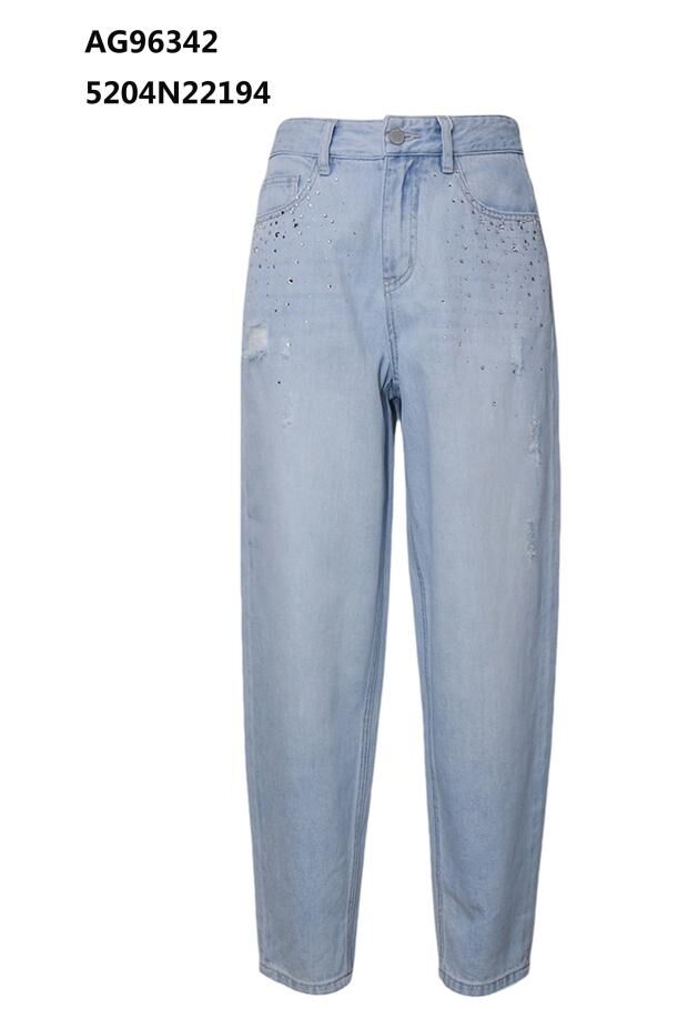 A19 ANOTHER ONE 閃石破洞藍色牛仔蘿蔔褲｜5204N22194