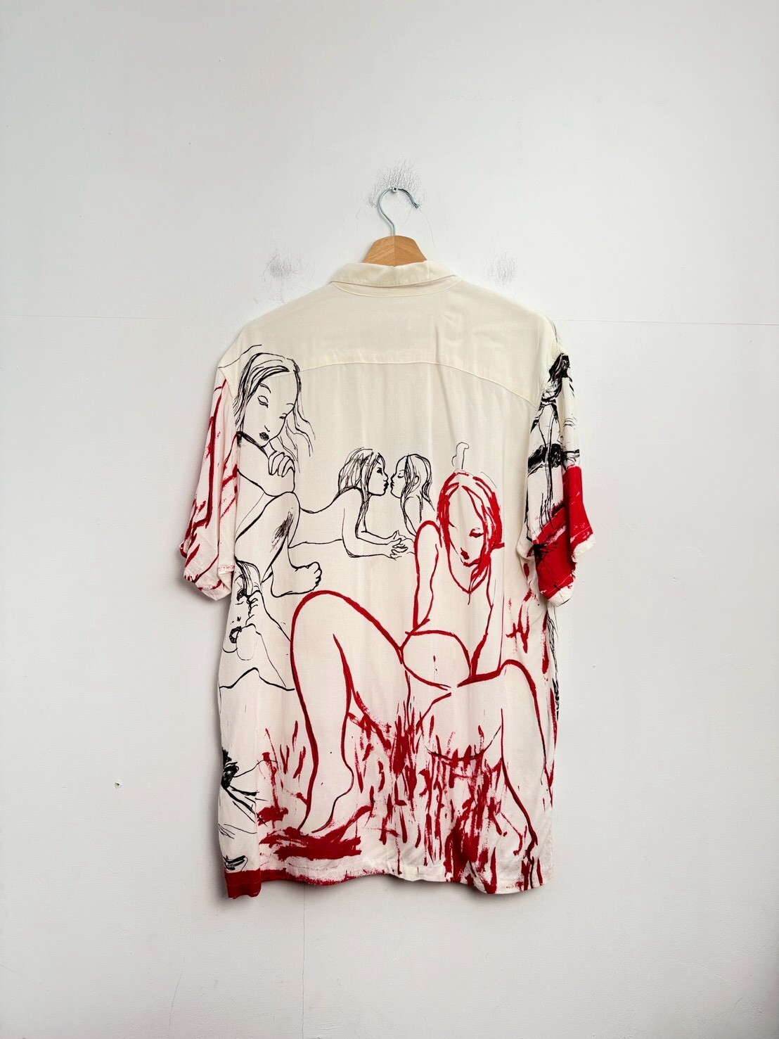 SUPREME x RITA ACKERMANN Rayon Shirt White SIZE XL