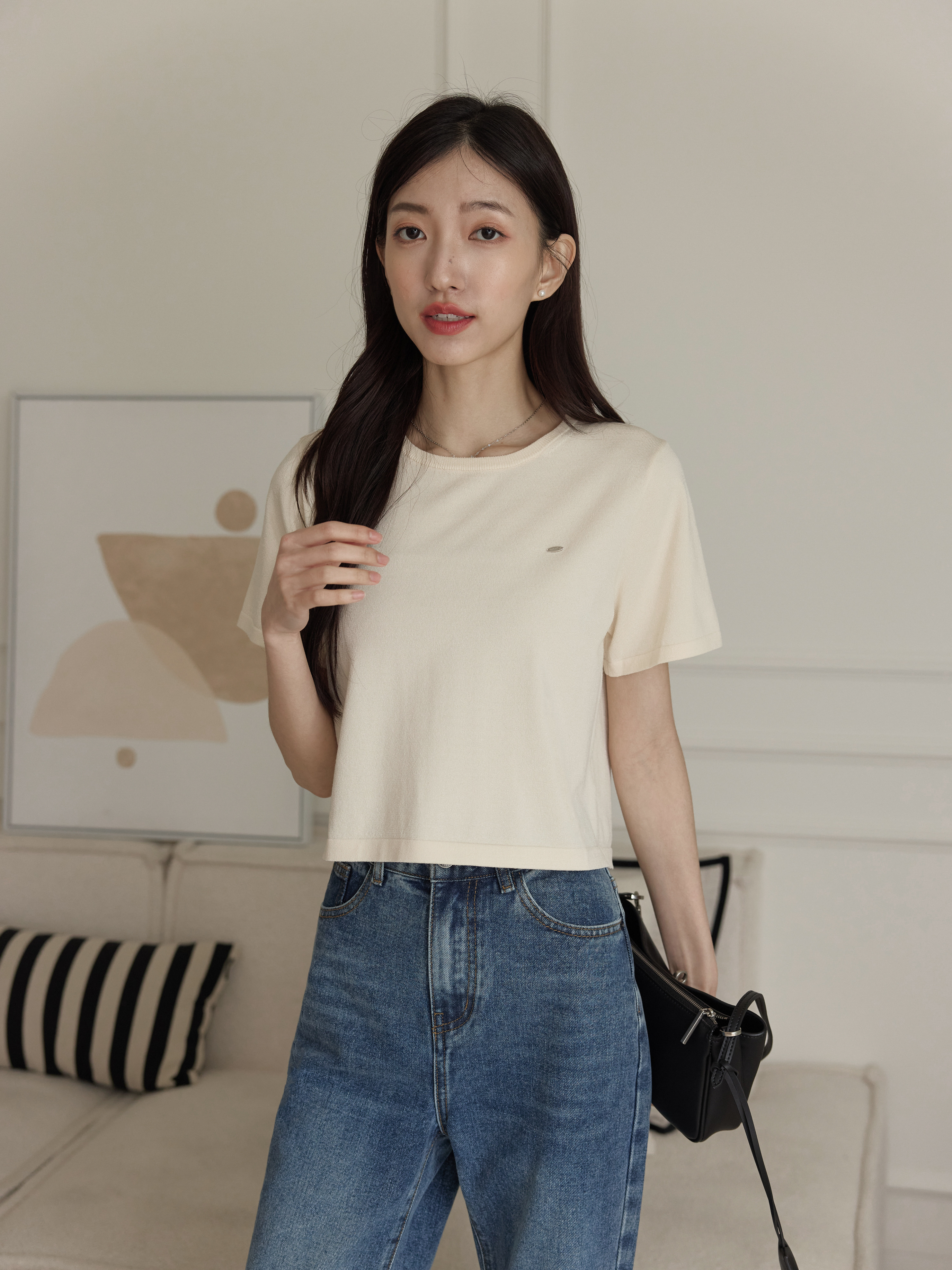 每天修身通勤組：自訂 涼感修身針織短袖TEE*1＋推薦款 立體弧線彎刀褲*1(現省140元)