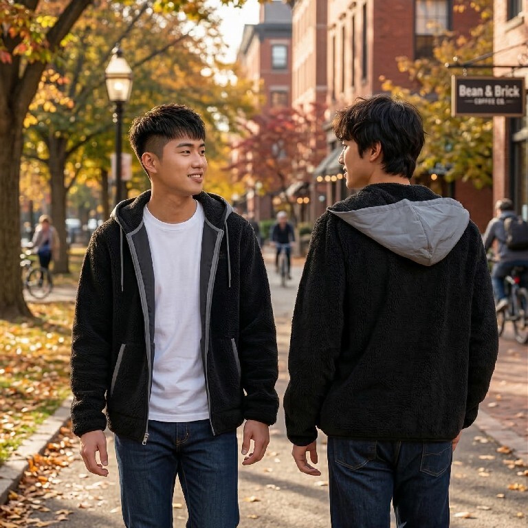 【預購】TRUE RELIGION H031309 羊羔絨拼色連帽外套