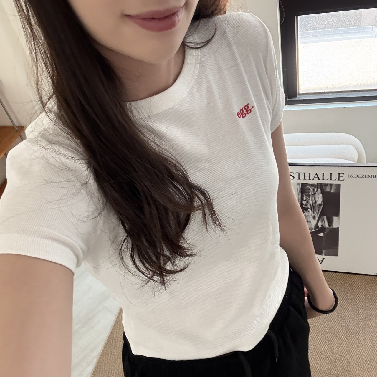 9294 egg刺繡短版針織短袖 (F)