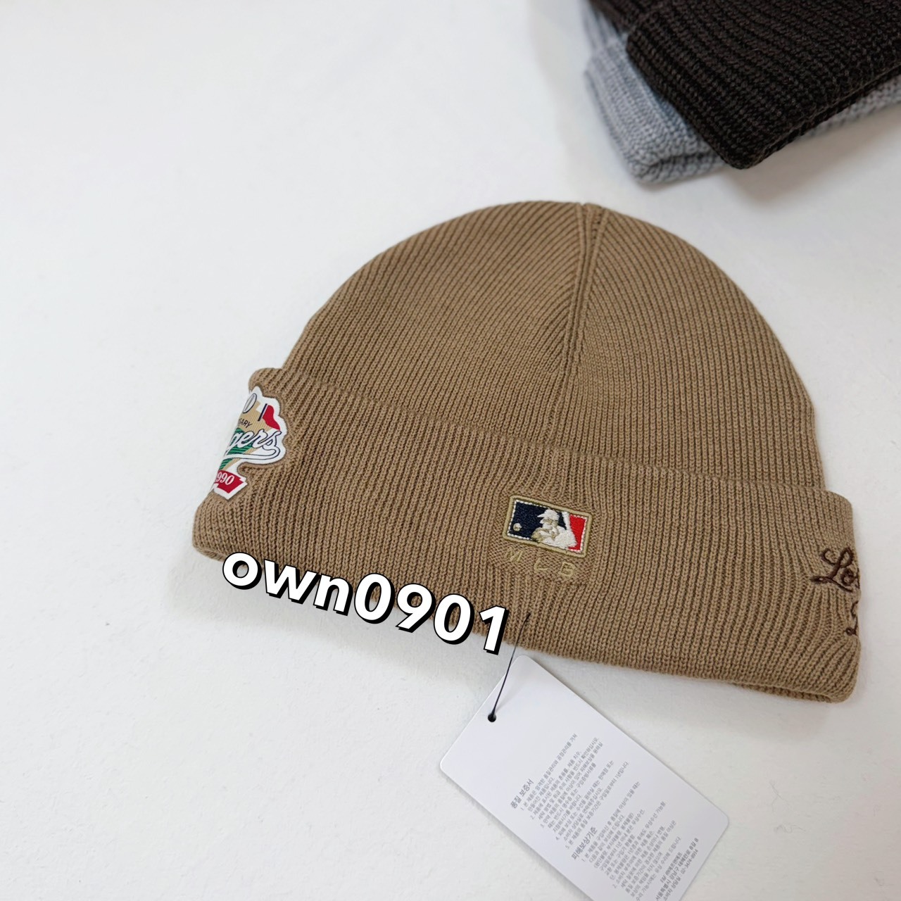 【OWN】MLB Korea 毛帽 Karina 同款 新品 刺繡 秋冬 經典LOGO 不分男女 卡其 棕色