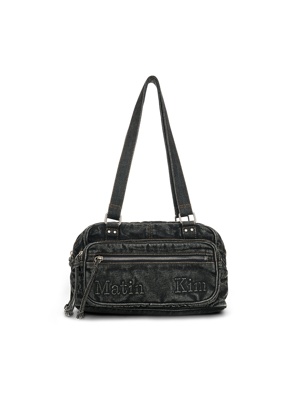 MATIN DUST DENIM ONE POCKET SHOULDER BAG IN BLACK
