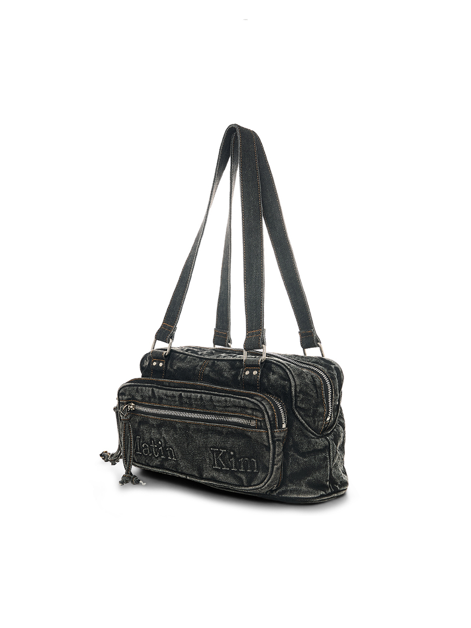 MATIN DUST DENIM ONE POCKET SHOULDER BAG IN BLACK