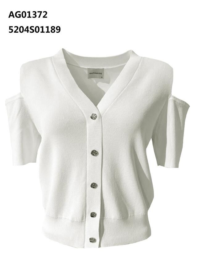 A23 ANOTHER ONE 針織短袖露膊上衣 - 月光白｜5204S01189