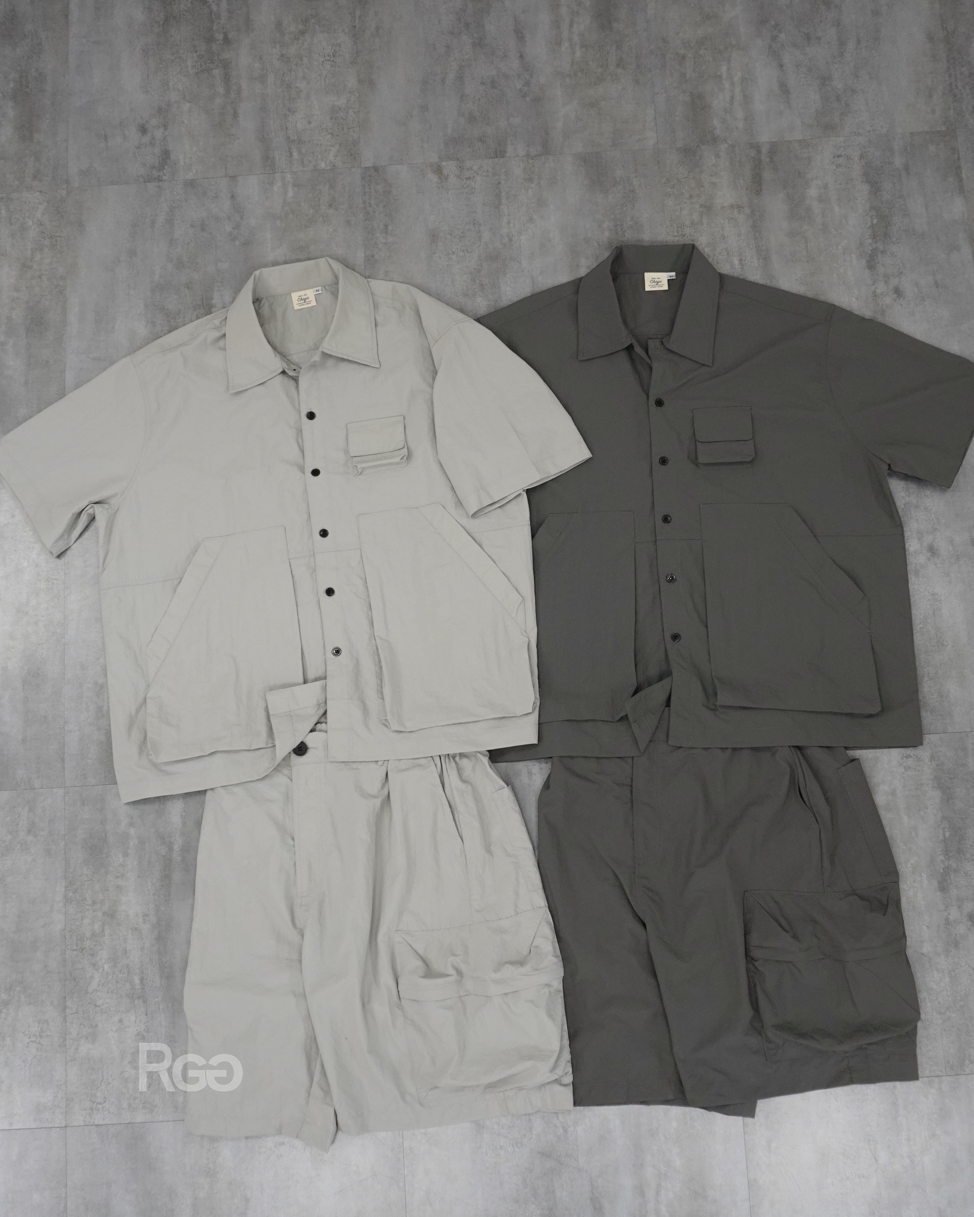 #A032 日系工裝立體口袋休閒套裝