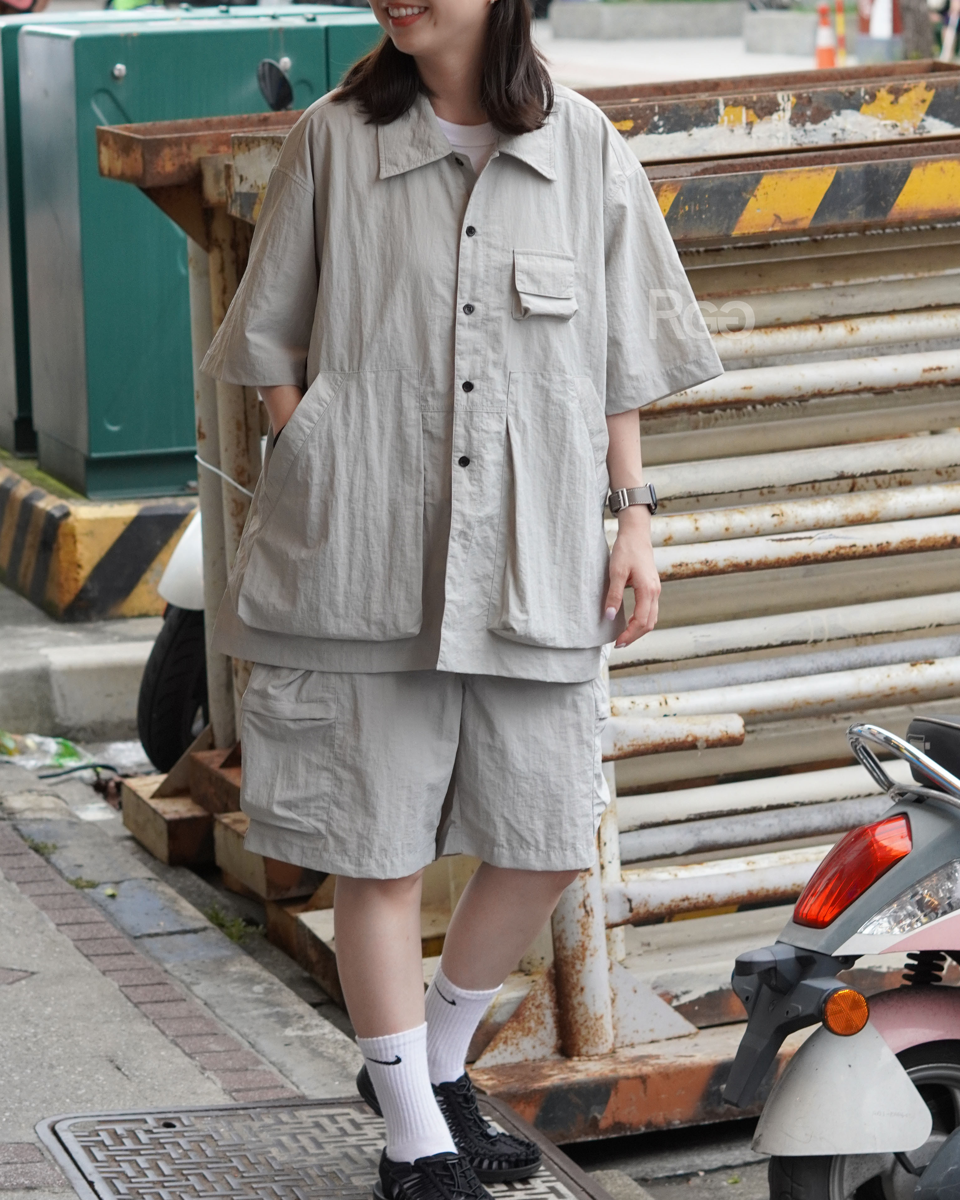 #A032 日系工裝立體口袋休閒套裝