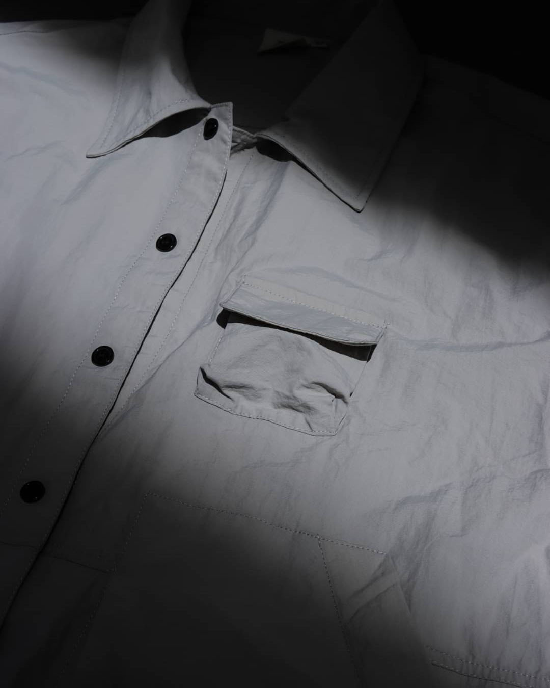 #A032 日系工裝立體口袋休閒套裝 淺灰L 細節平拍照