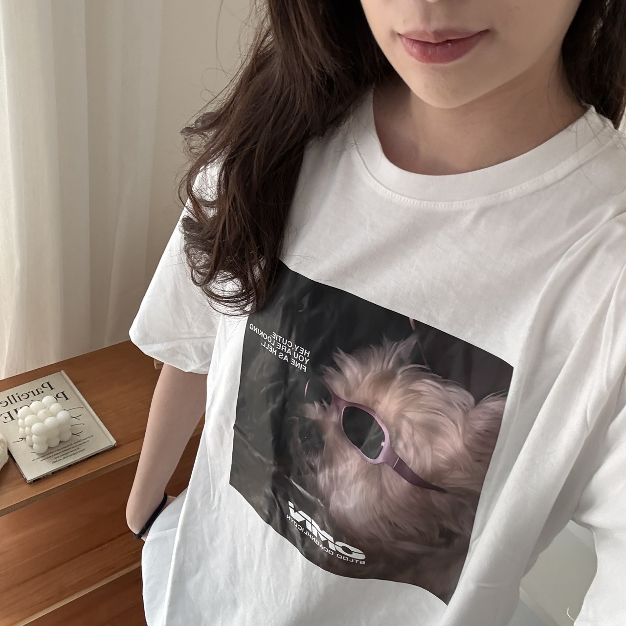 2284 墨鏡狗狗照片短T (R)