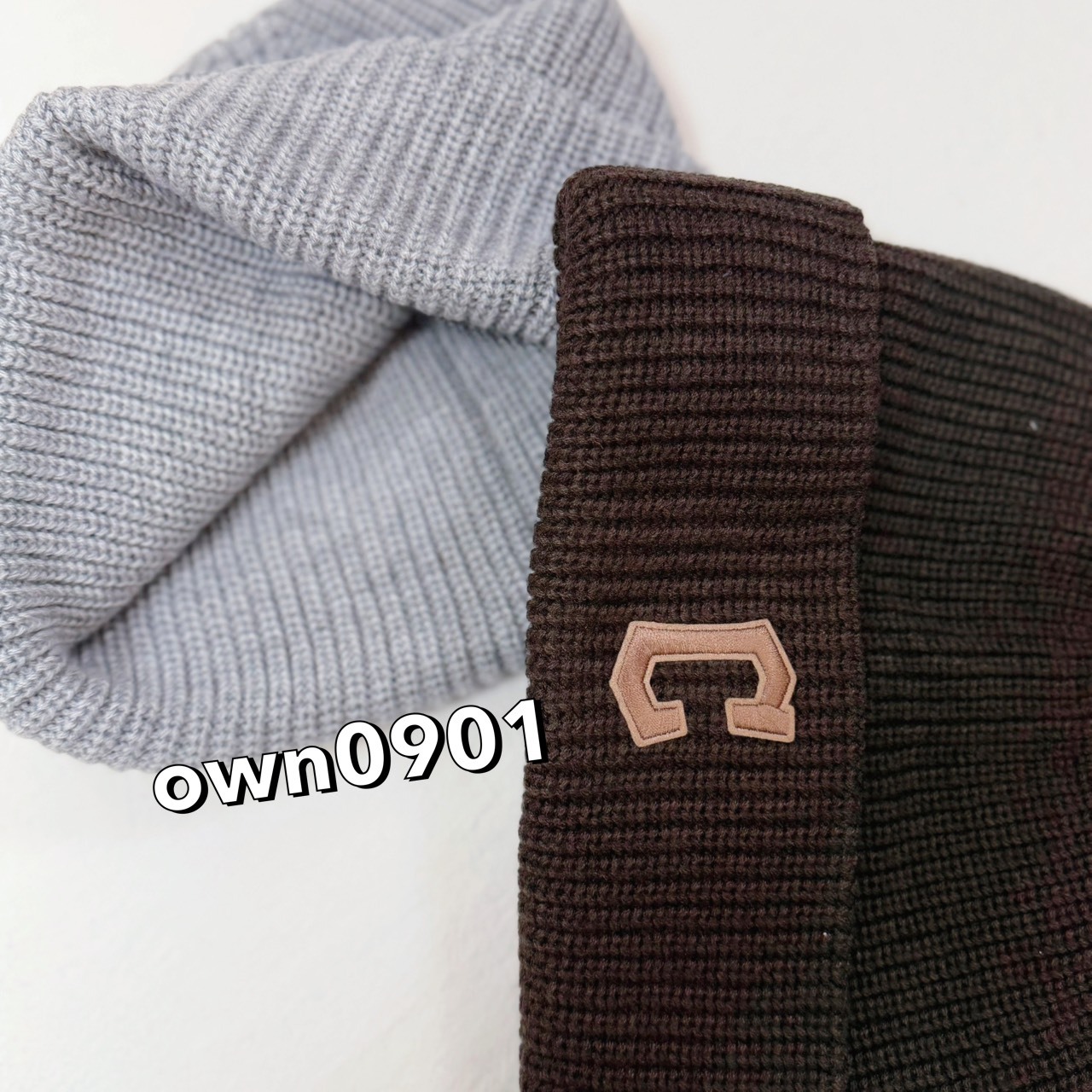 【OWN】MLB Korea 毛帽 新品 刺繡 秋冬 經典LOGO 不分男女 灰色 咖啡