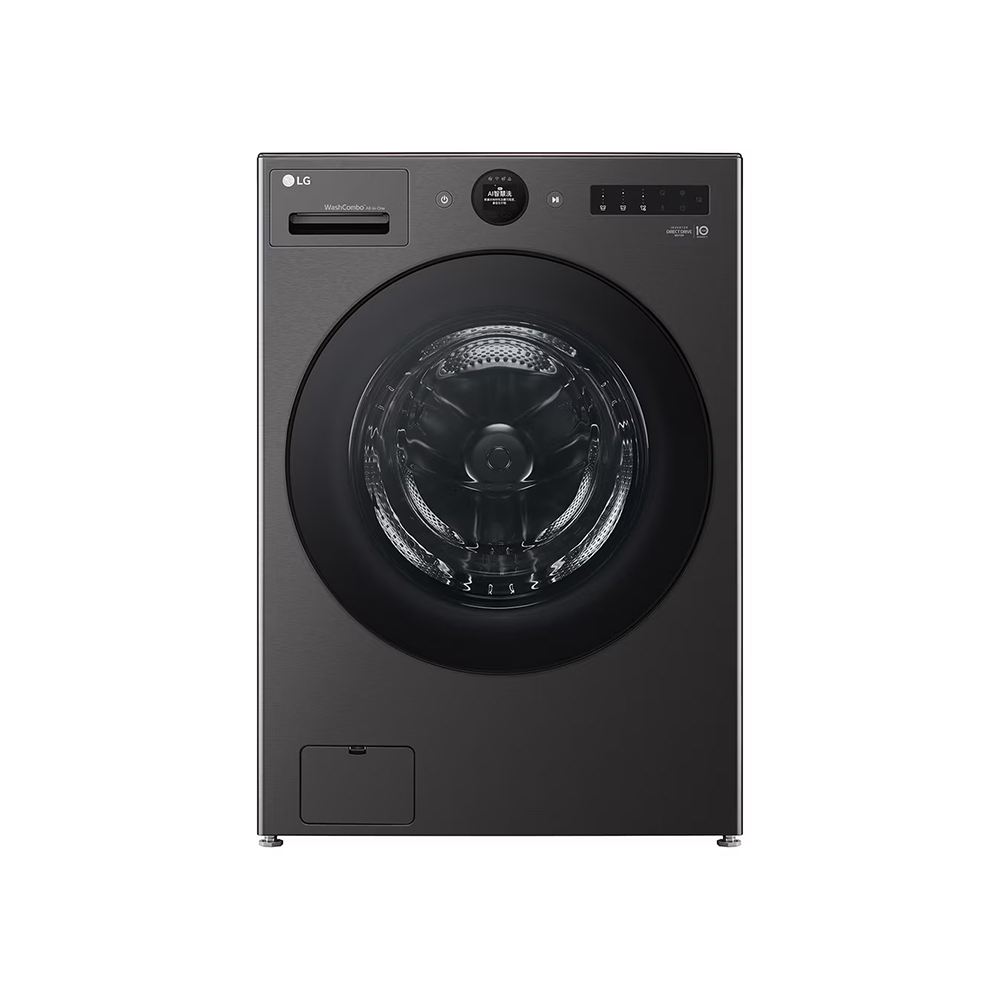 LG |22公斤 WashCombo™ AI 熱泵滾筒洗衣機｜熱泵除濕 |尊爵黑｜AI DD™ 蒸洗脫烘｜WD-S22FHDB