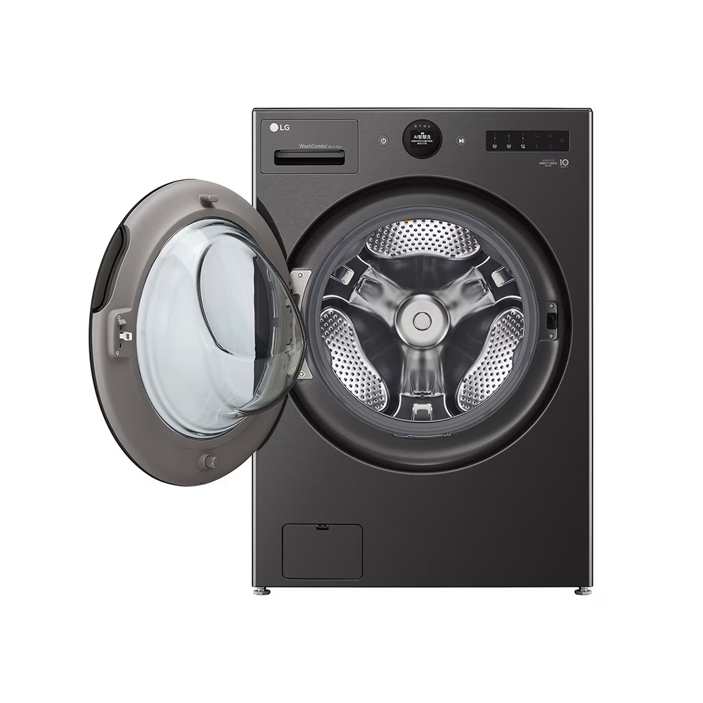 LG |22公斤 WashCombo™ AI 熱泵滾筒洗衣機｜熱泵除濕 |尊爵黑｜AI DD™ 蒸洗脫烘｜WD-S22FHDB