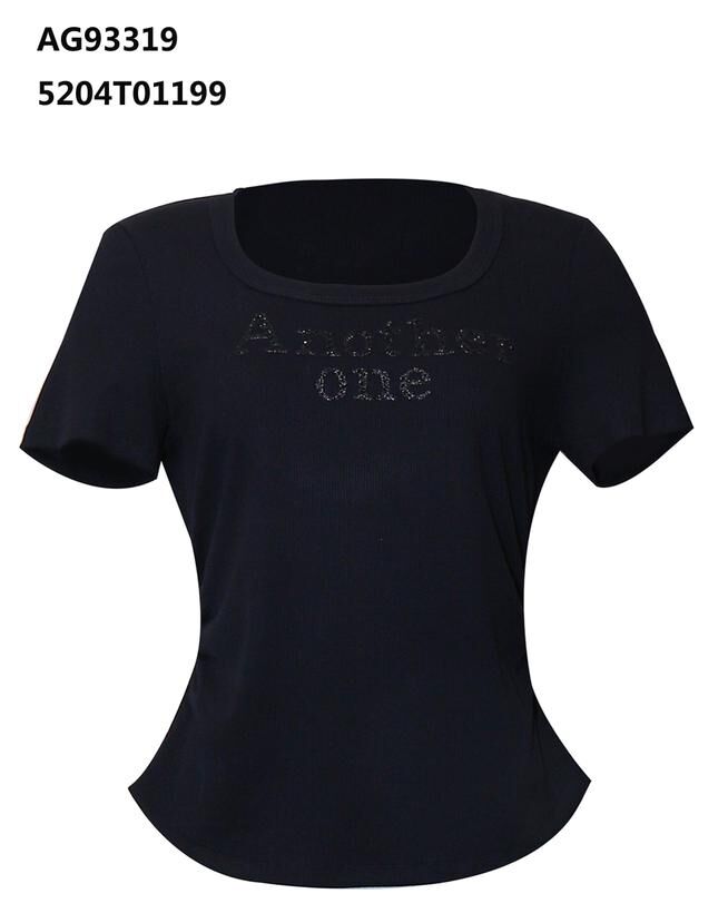 A26 ANOTHER ONE 閃石字樣短袖T-Shirt - 黑色｜5204T01199