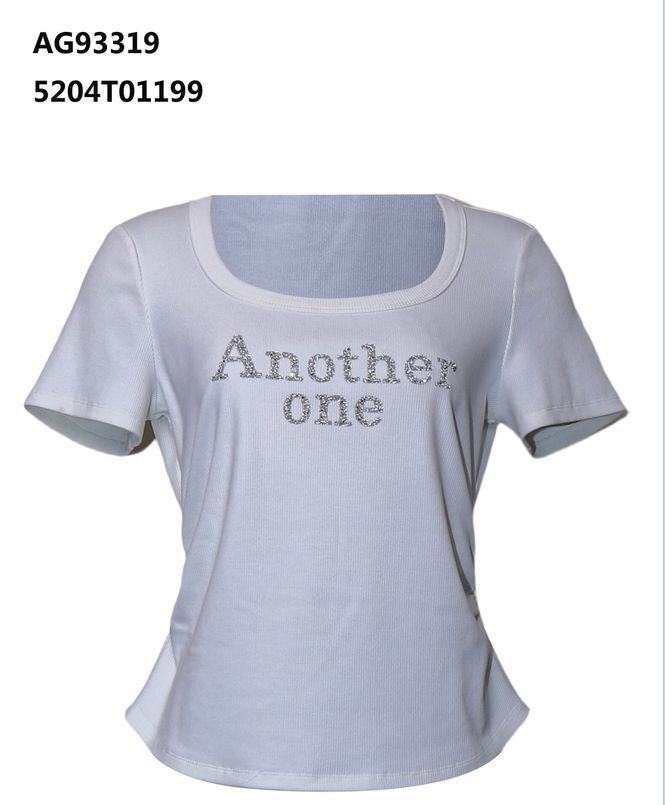 A25 ANOTHER ONE 閃石字樣短袖T-Shirt - 白色｜5204T01199