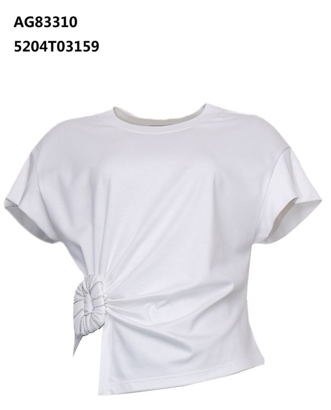 A27 ANOTHER ONE 修腰皺摺設計短袖T-Shirt - 白色｜5204T03159