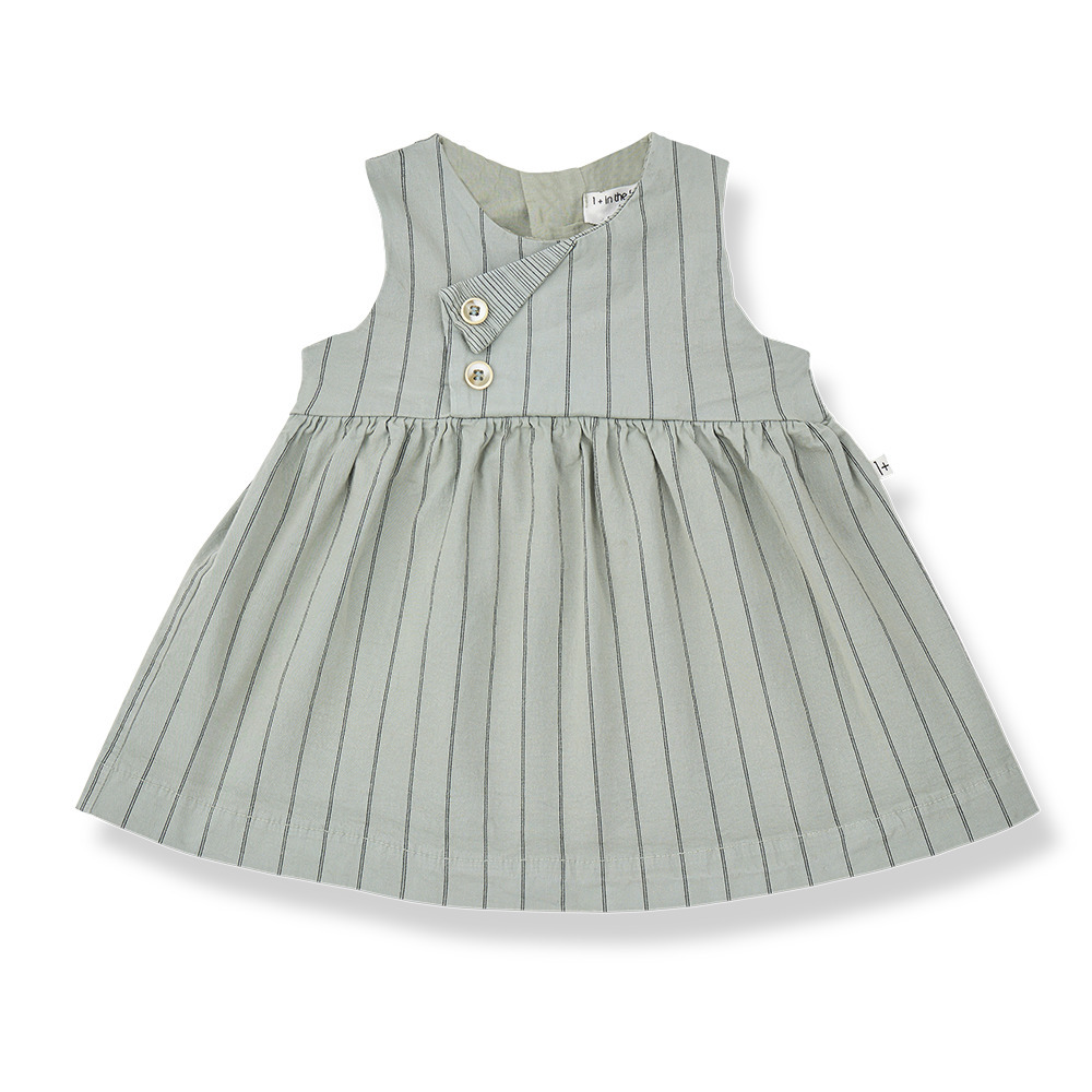 1+ in the family 壓褶領無袖條紋洋裝 ESCALA - iceberg