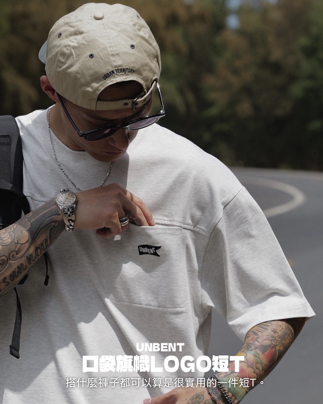 #預購 UNBENT 26SS 日系休閒 刺繡LOGO 寬鬆口袋純棉 圓領短踢 五色