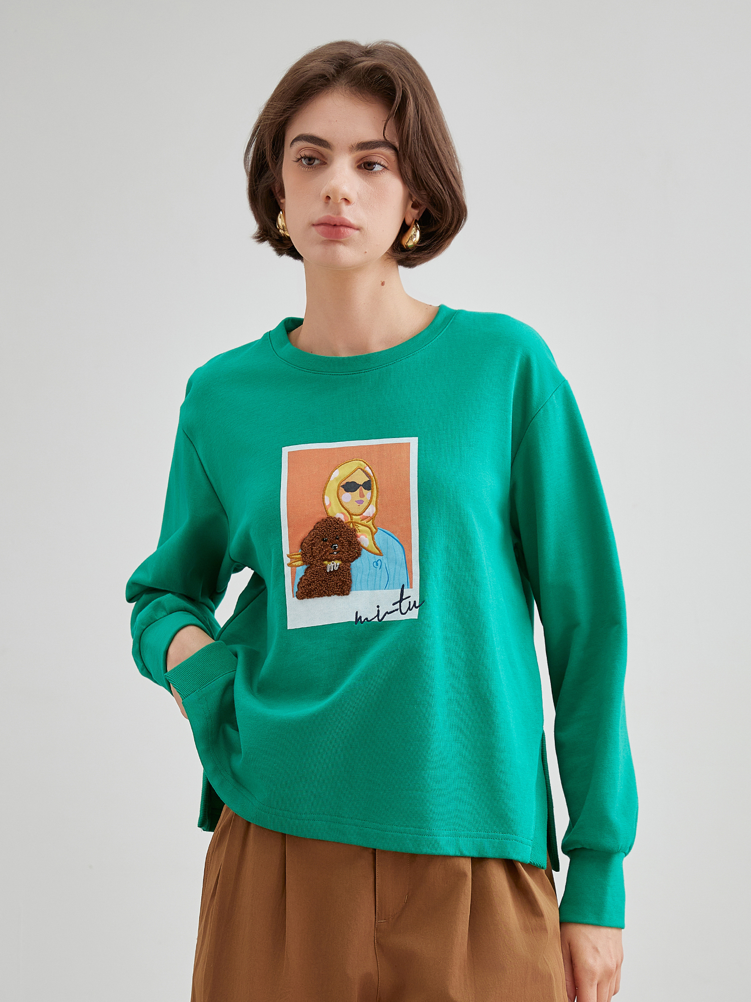 mi-tu 印花圓領上衣