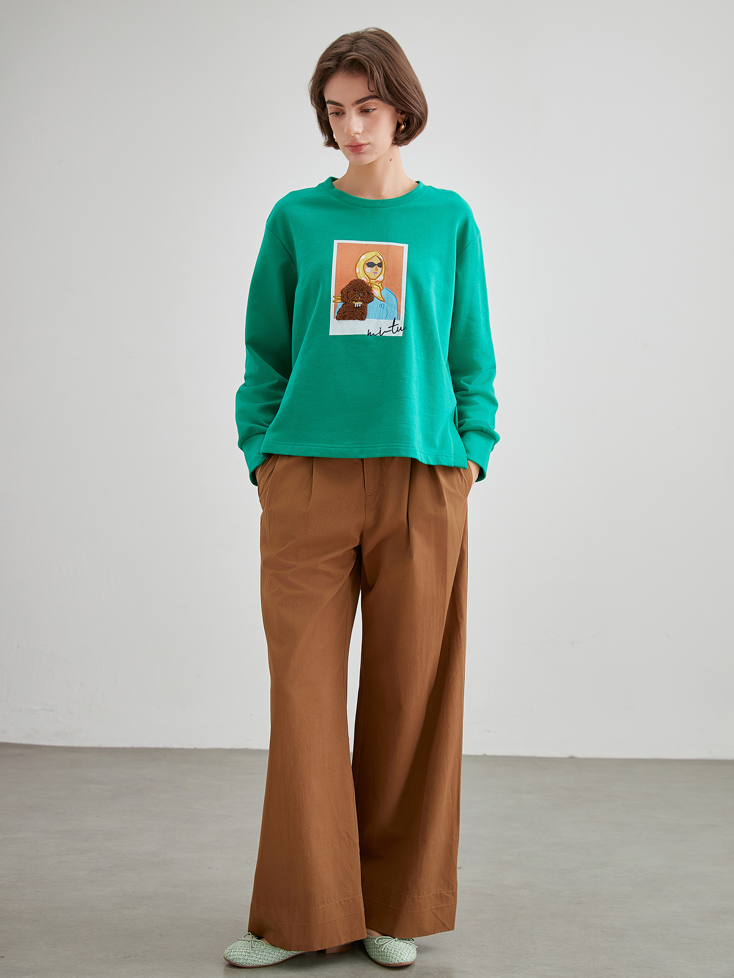 mi-tu 印花圓領上衣