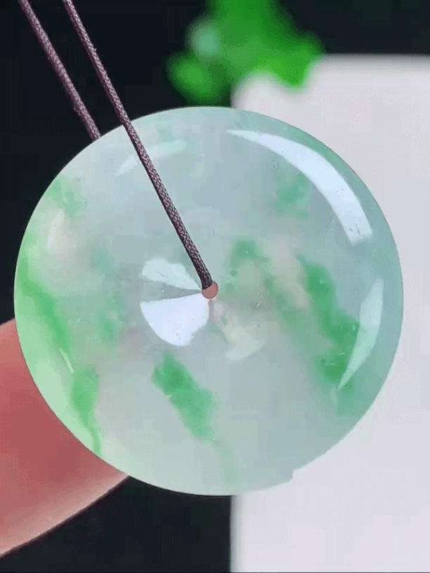 37748 翡翠冰飄花平安扣 (24.6mm直徑)