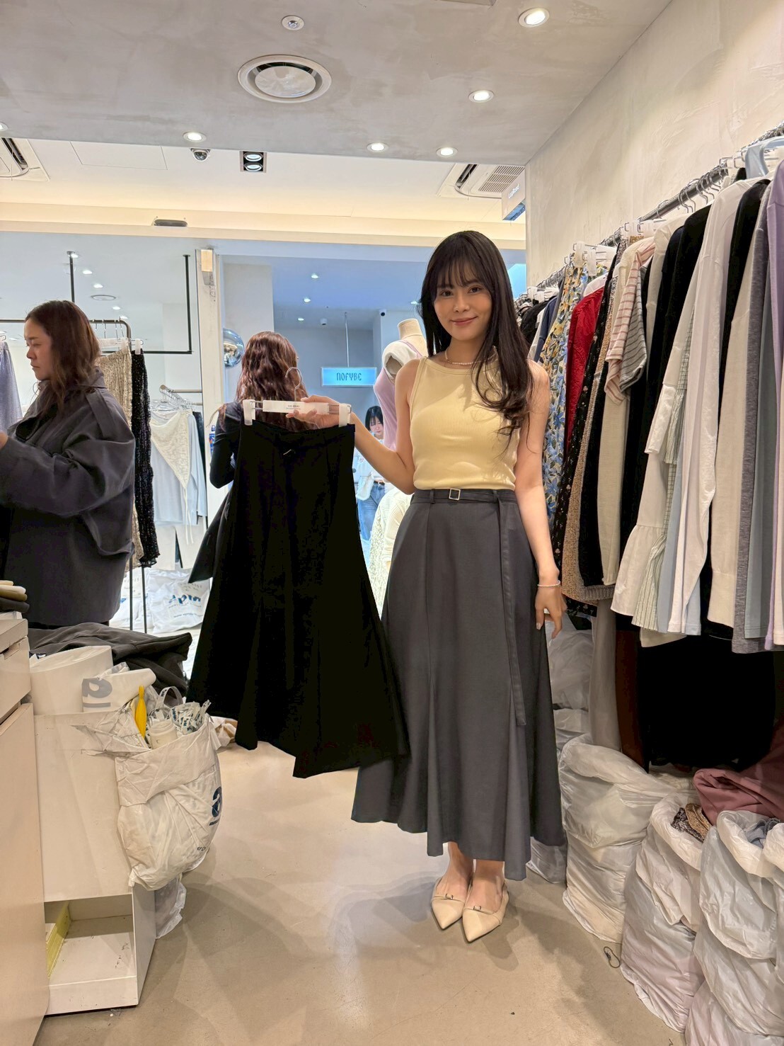 LR6008 高腰腰帶大擺長裙