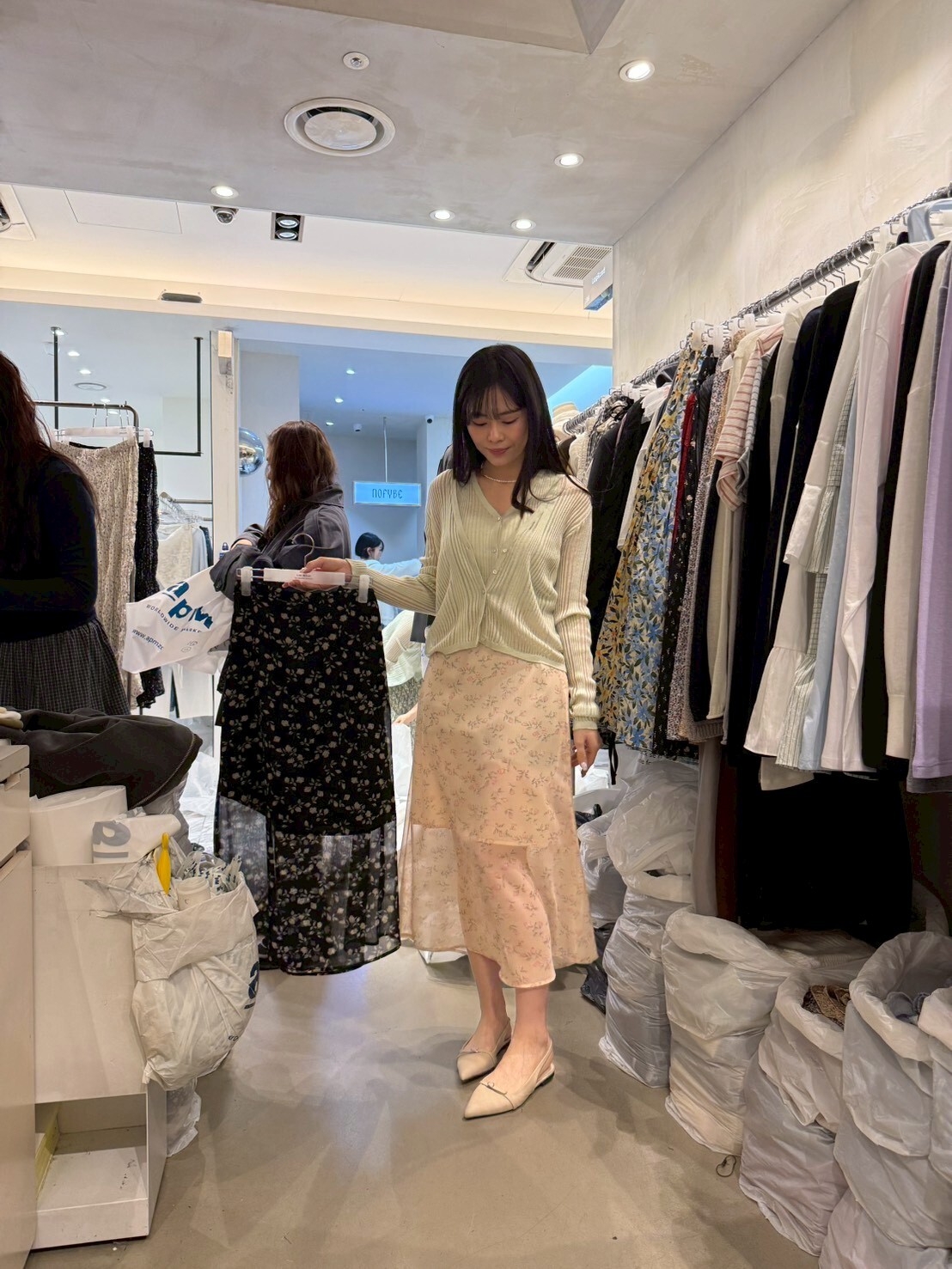 LR6041 透視碎花雪紡裙