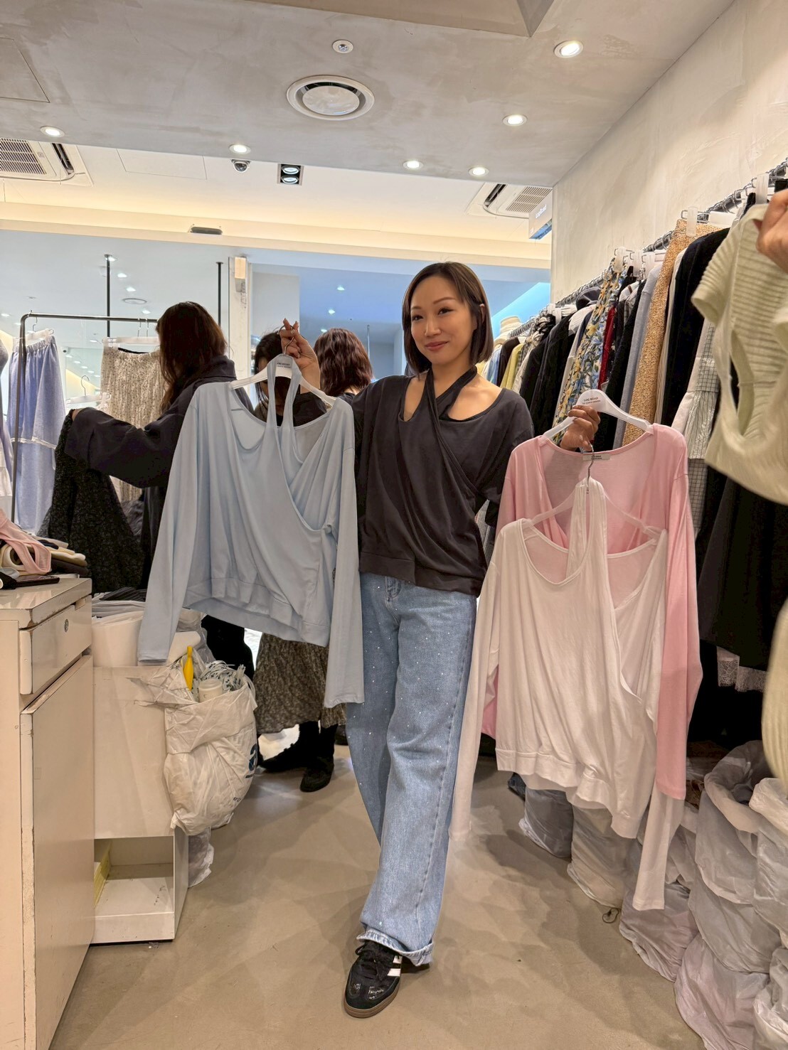 LR6007 兩件寬領背心罩衫