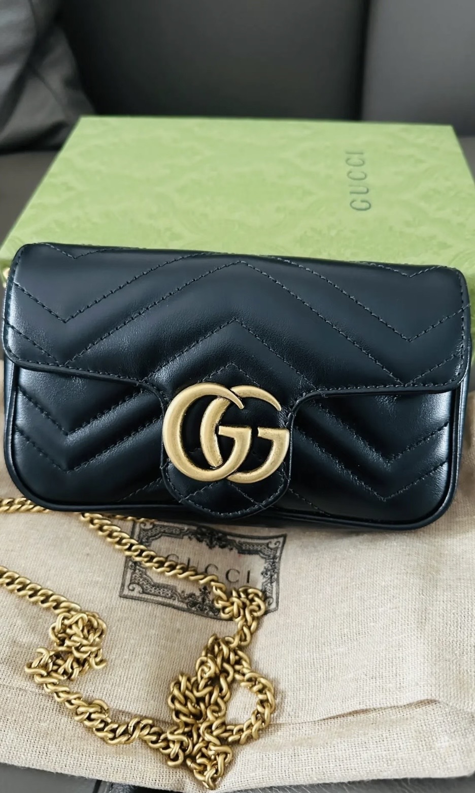 Gucci GG Marmont超迷你單肩手提包 黑色