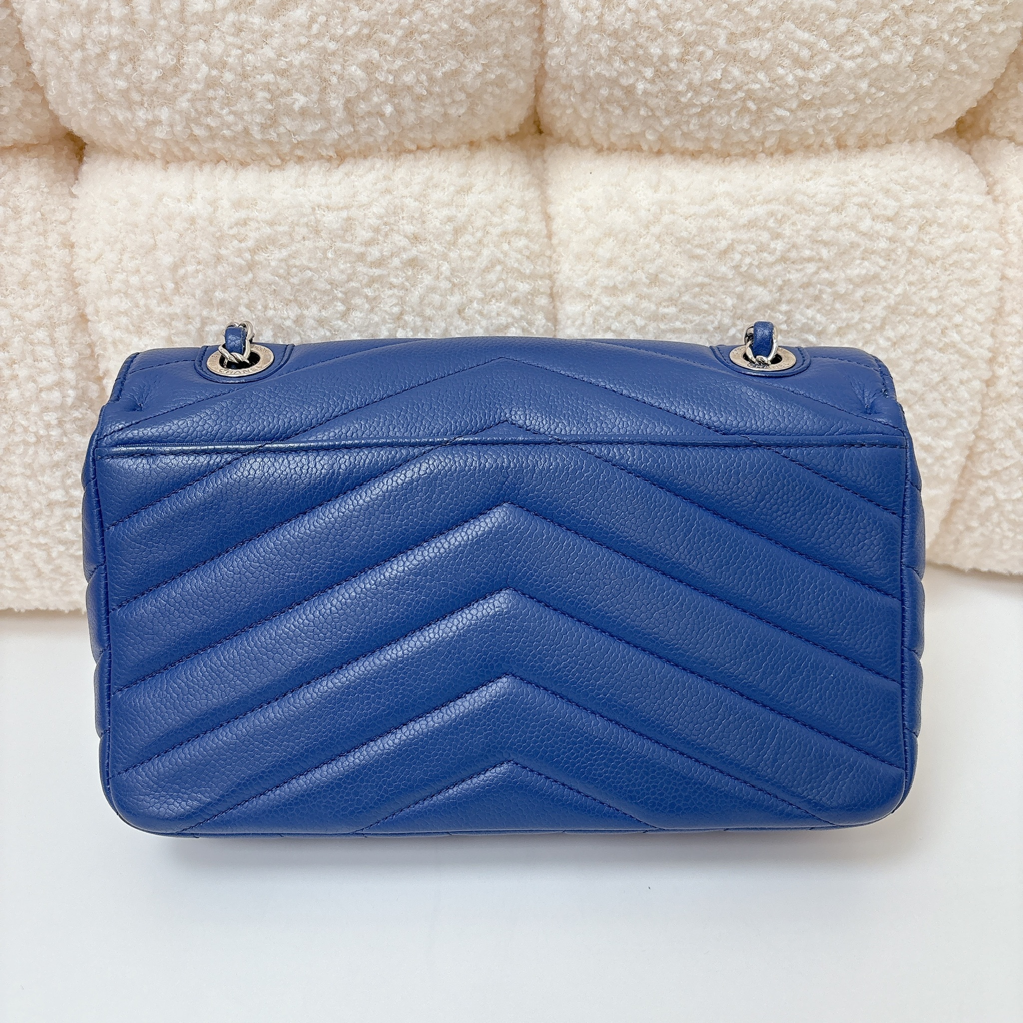 Chanel Cobalt Blue Chevron Flap Bag - Blue / SHW