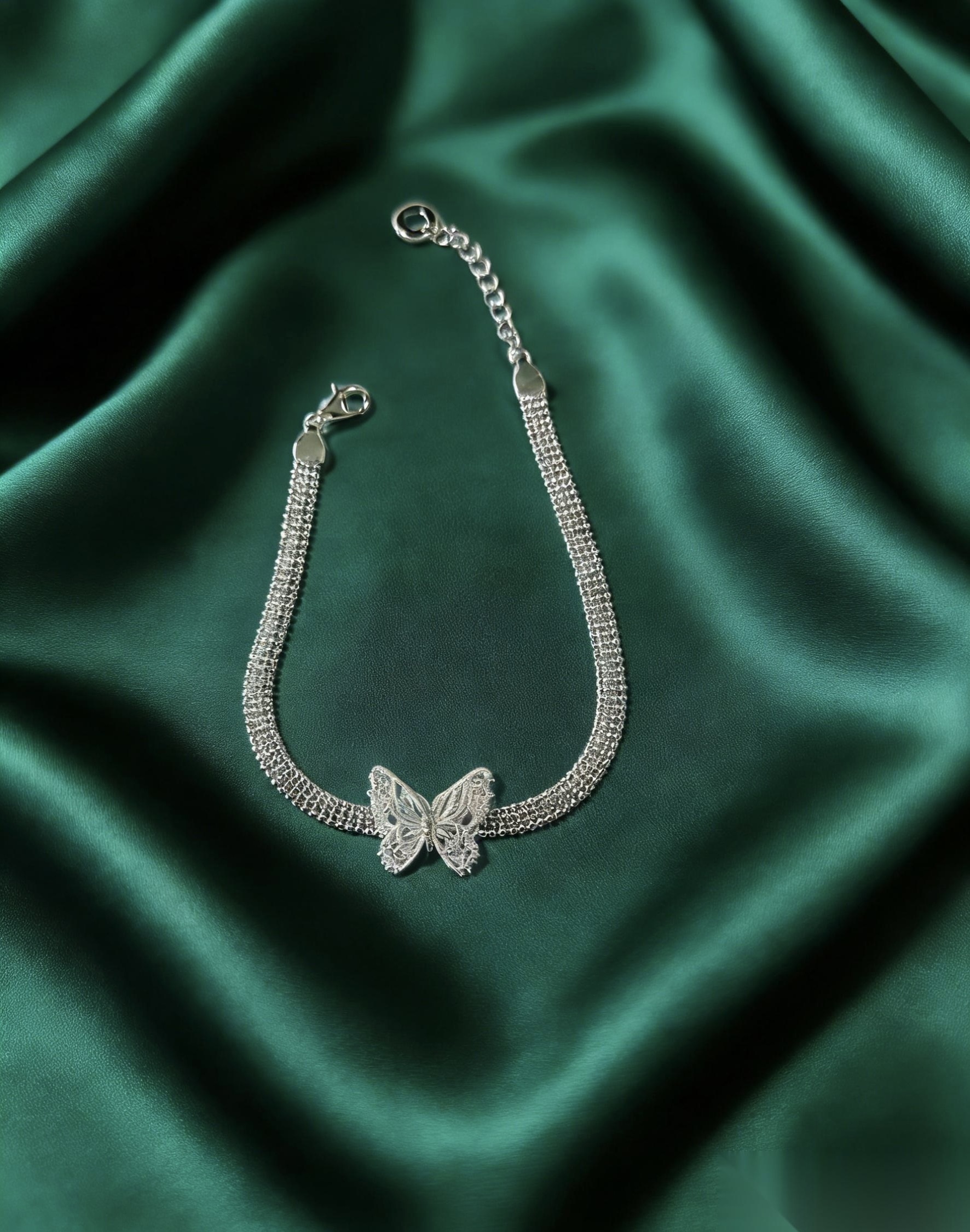 (Q1)蝴蝶蕾絲 手鏈 S925 厚銀 - #S0213501 #AP2604