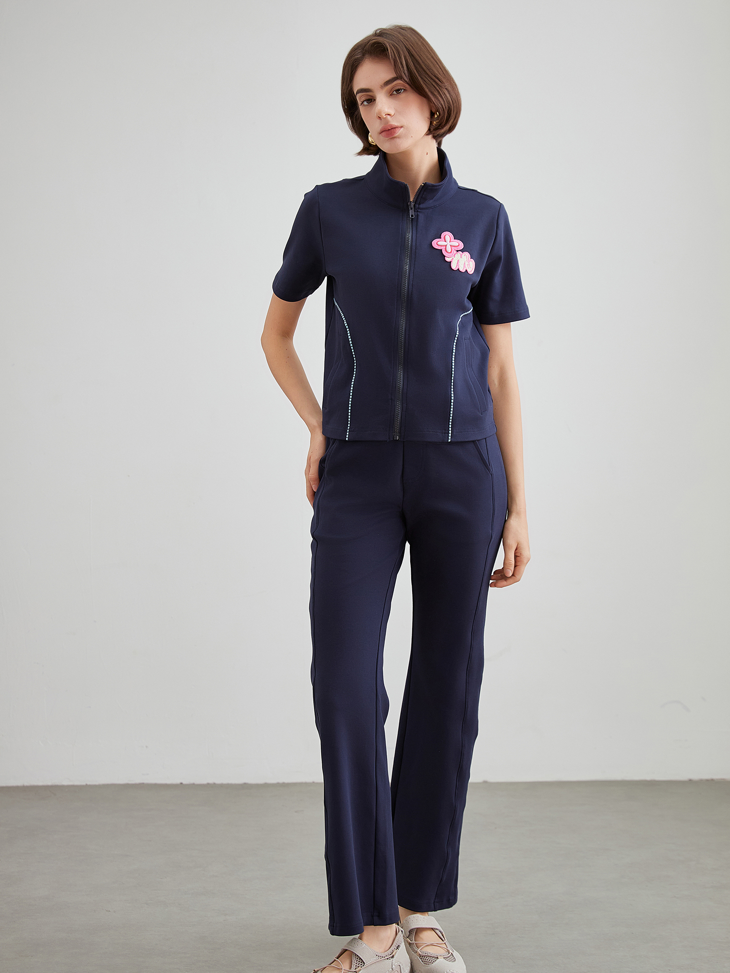 mi-tu 刺绣印花运动上衣