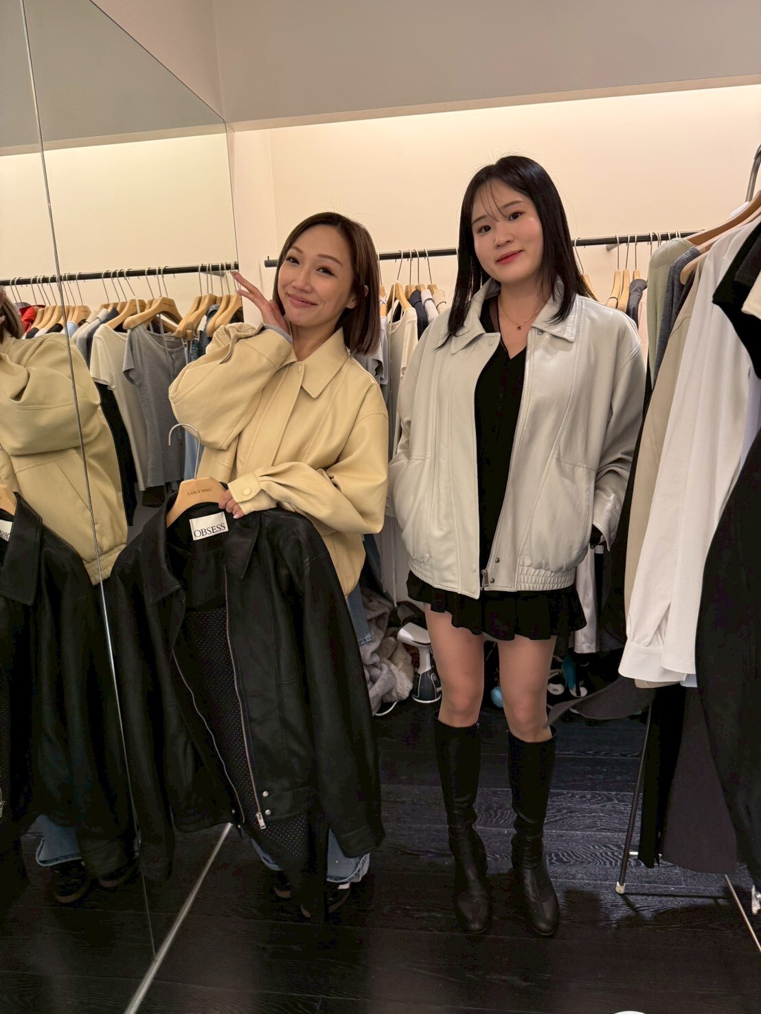 OB5524 仿皮反領外套 *特價* (優惠碼同充值購物金不適用)