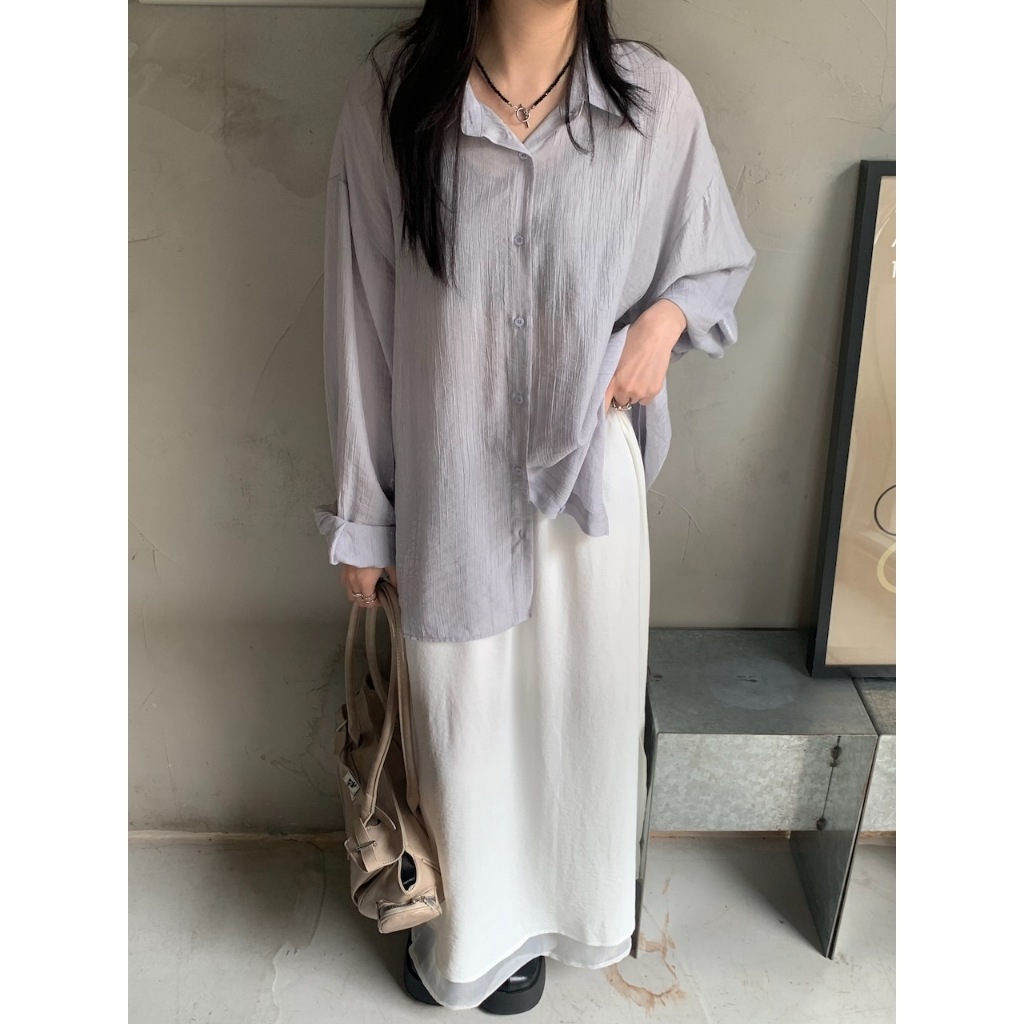 A10 鋼琴老師 肌理感垂墜襯衫 #2840