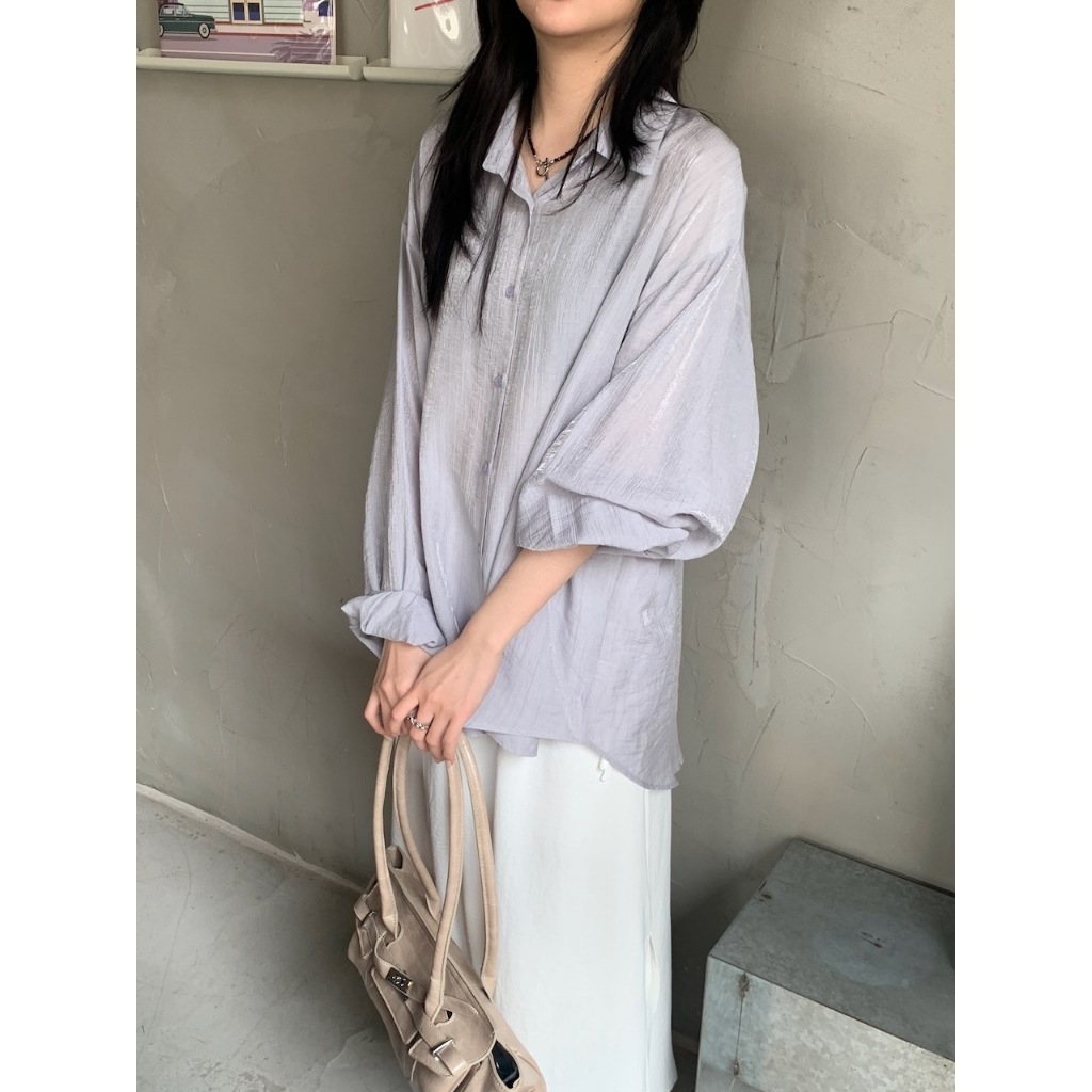 A10 鋼琴老師 肌理感垂墜襯衫 #2840