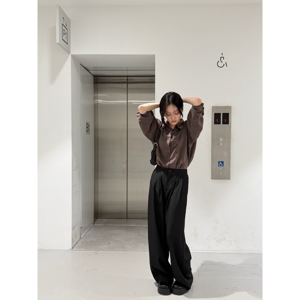 A12 垂墜感滿分的後鬆緊西裝褲 #A3089