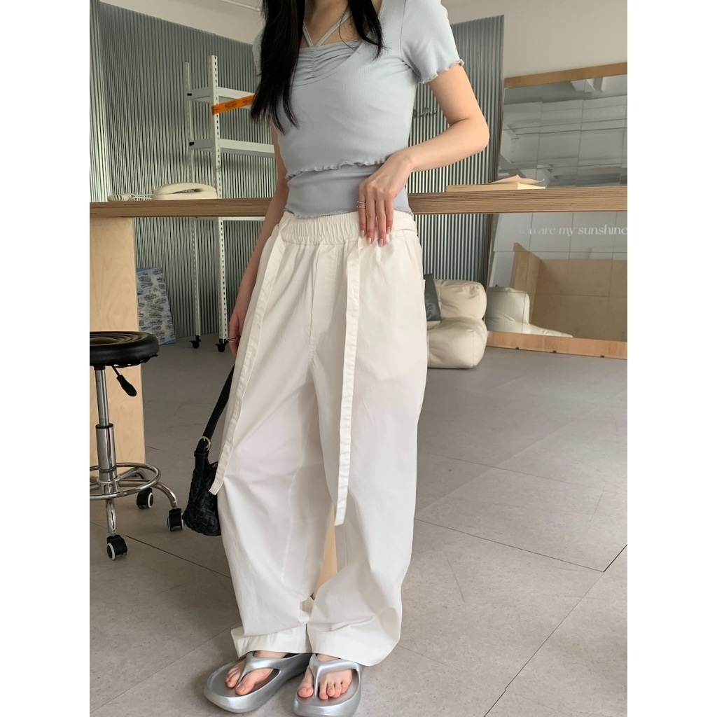 A13 小個友善款藏肉綁帶寬褲 #A3097