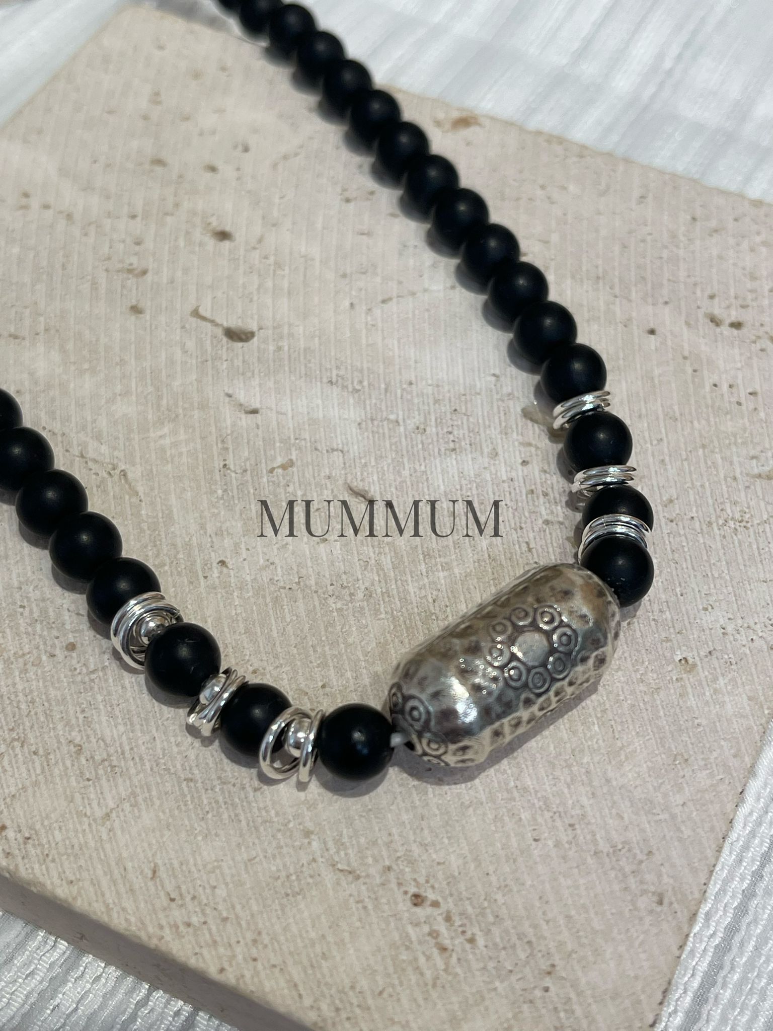 SL13271/磨砂黑瑪瑙配大長珠手鏈