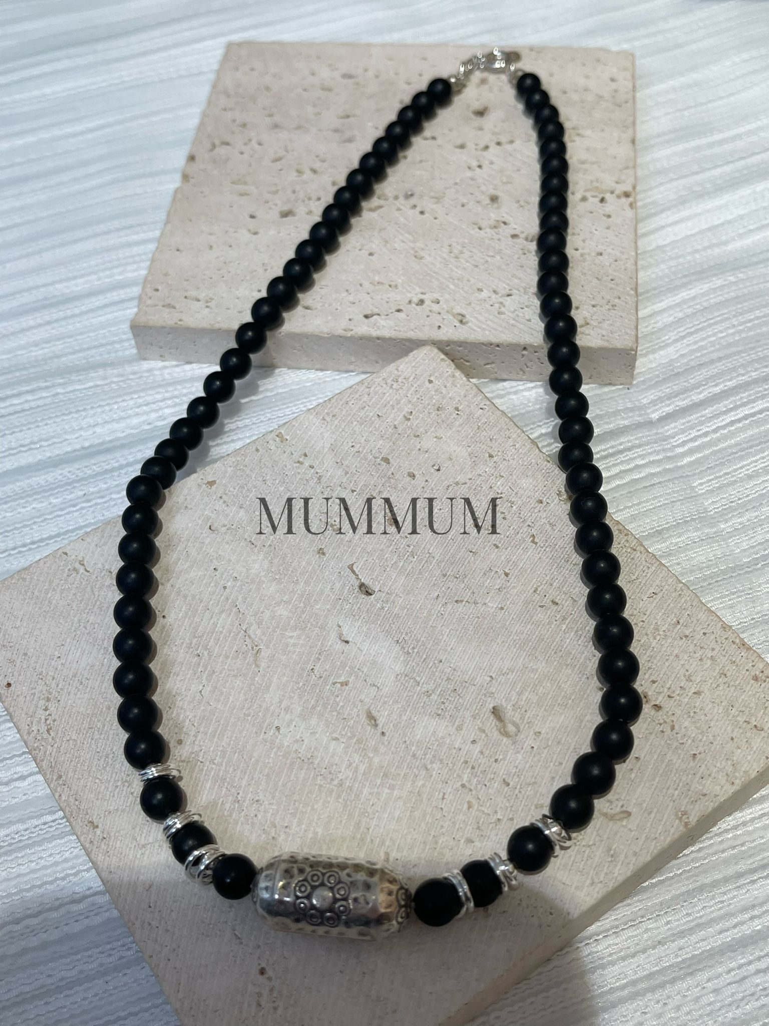 SL13271/磨砂黑瑪瑙配大長珠手鏈