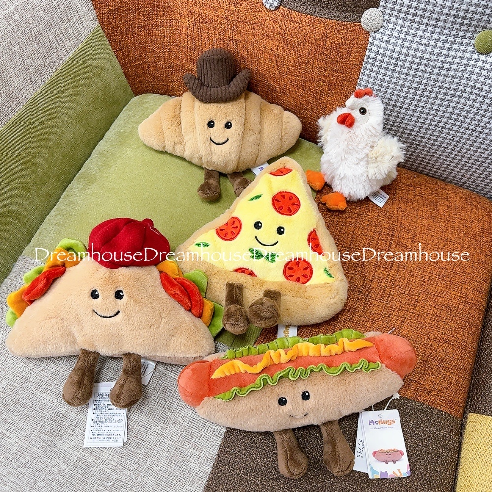 McHugs 食物系列 披薩 三明治 可頌 熱狗堡 小雞 娃娃吊飾 絨毛玩偶 豆沙娃娃 鑰匙圈 娃娃