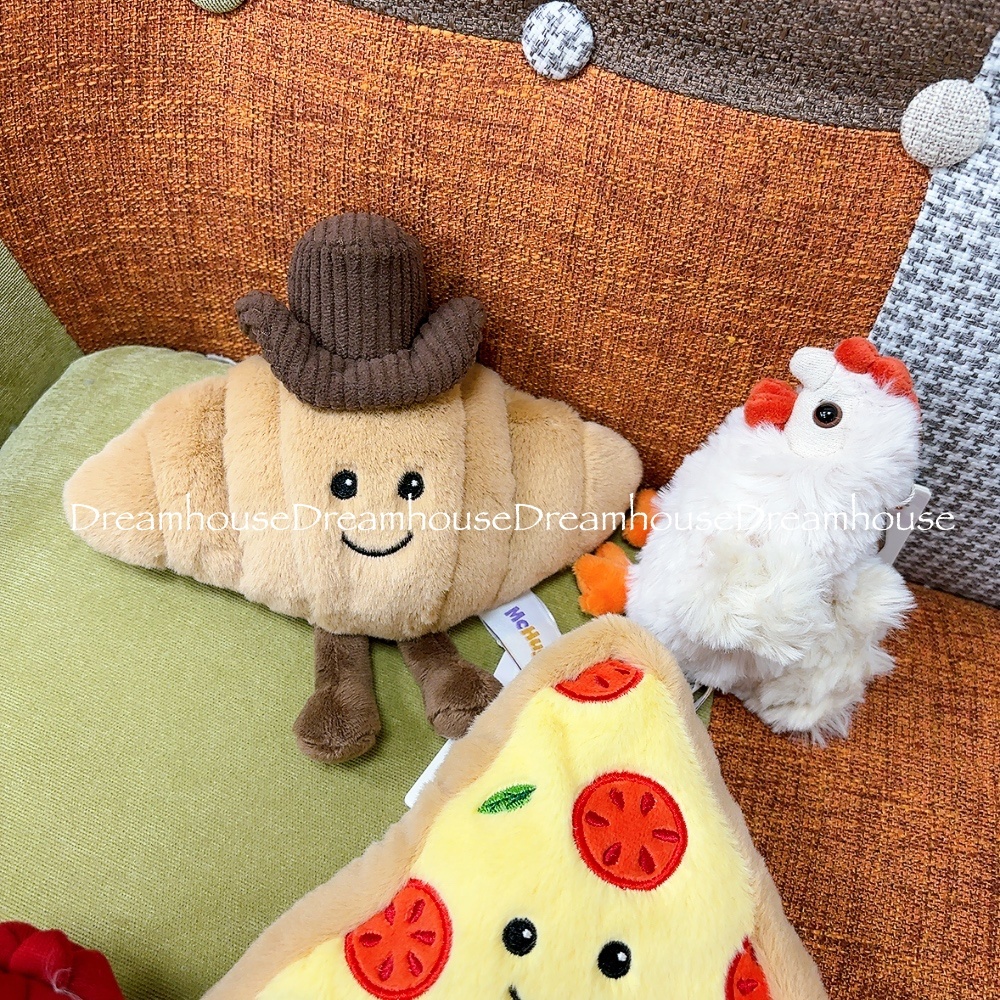 McHugs 食物系列 披薩 三明治 可頌 熱狗堡 小雞 娃娃吊飾 絨毛玩偶 豆沙娃娃 鑰匙圈 娃娃