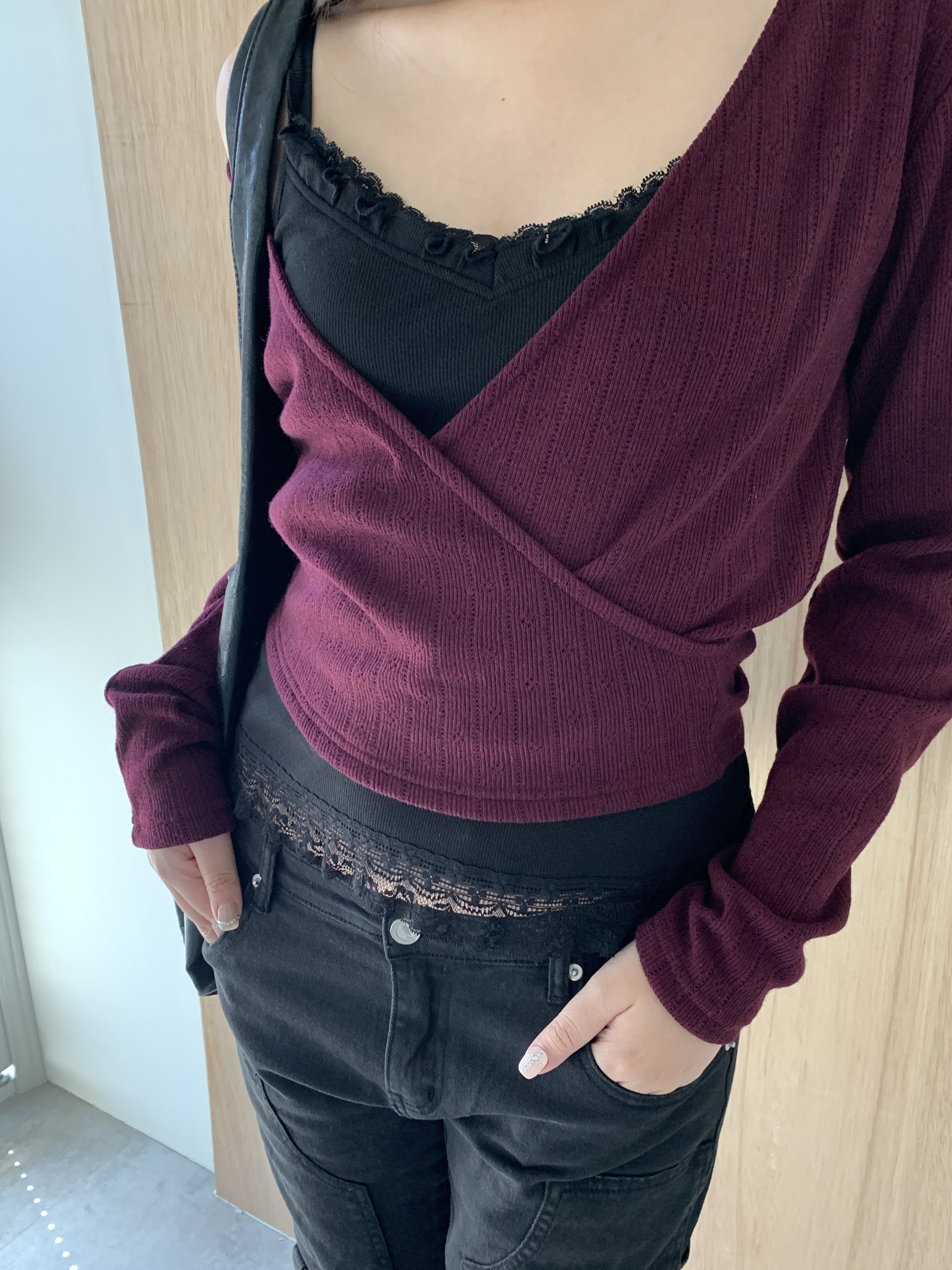 M003/韓系清冷 交叉細針織罩衫