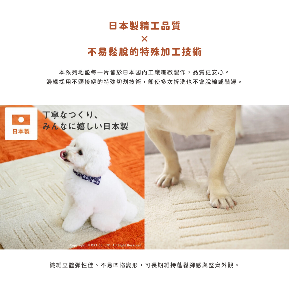 《oka》日本製Pita Plus吸水防滑拼接地墊(2枚組) 45×60cm