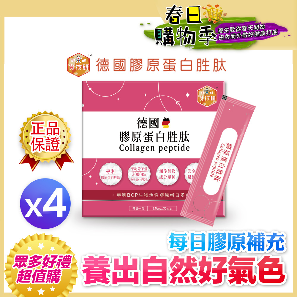 ✨每日膠原補給｜皮膚Q彈好氣色｜【食技研】德國專利膠原蛋白胜肽-養顏美容(專利VERISOL®)四盒入