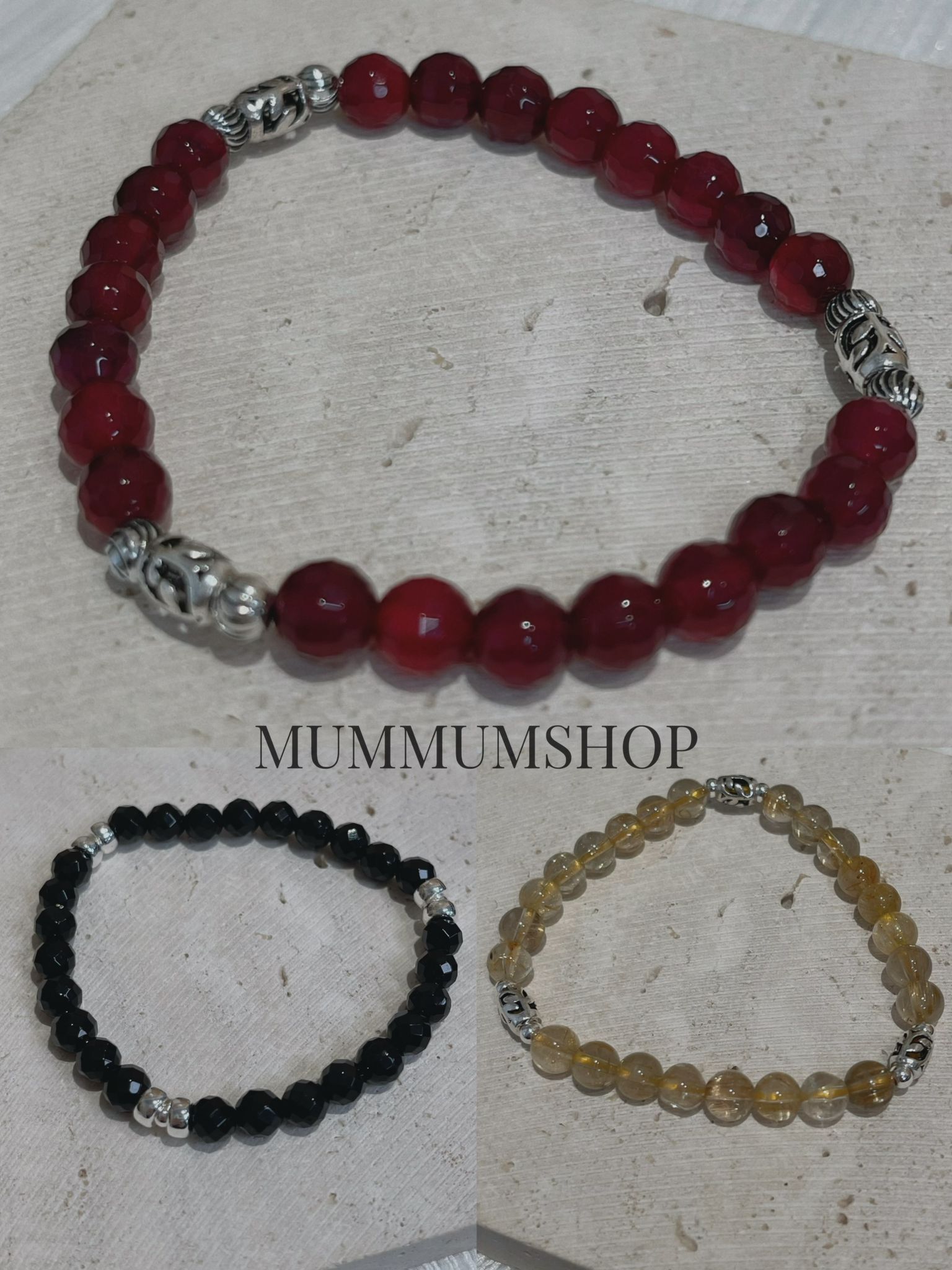 SL13273/亮面珠搭配銀珠手鏈